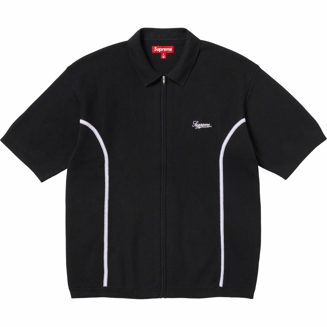 Details on Piping Zip Up Polo Black from fall winter
                                                    2023 (Price is $128)