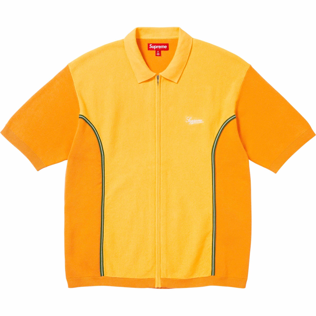 Details on Piping Zip Up Polo Mustard from fall winter
                                                    2023 (Price is $128)