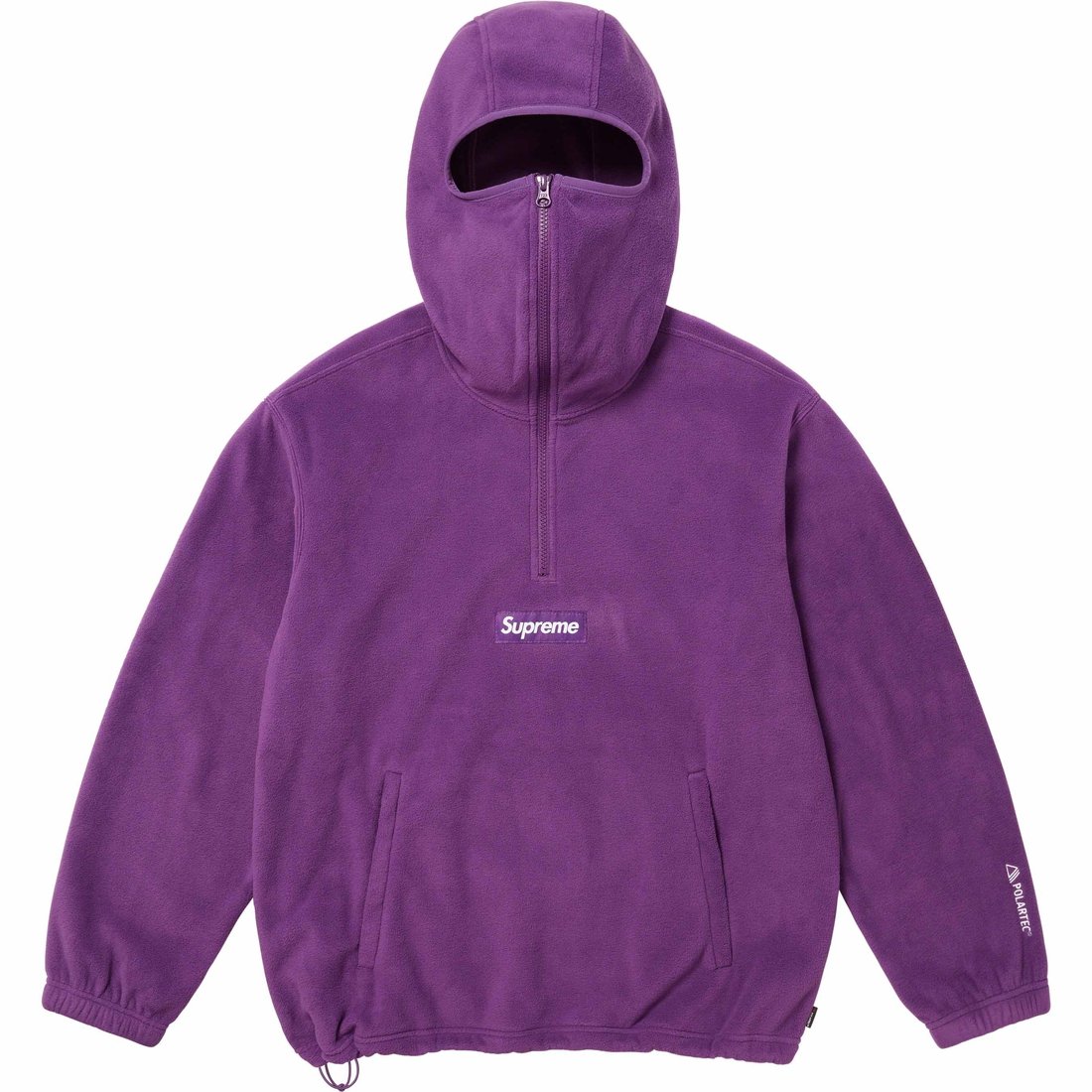 Details on Polartec Facemask Half Zip Hooded Sweatshirt Dark Purple from fall winter
                                                    2023 (Price is $148)