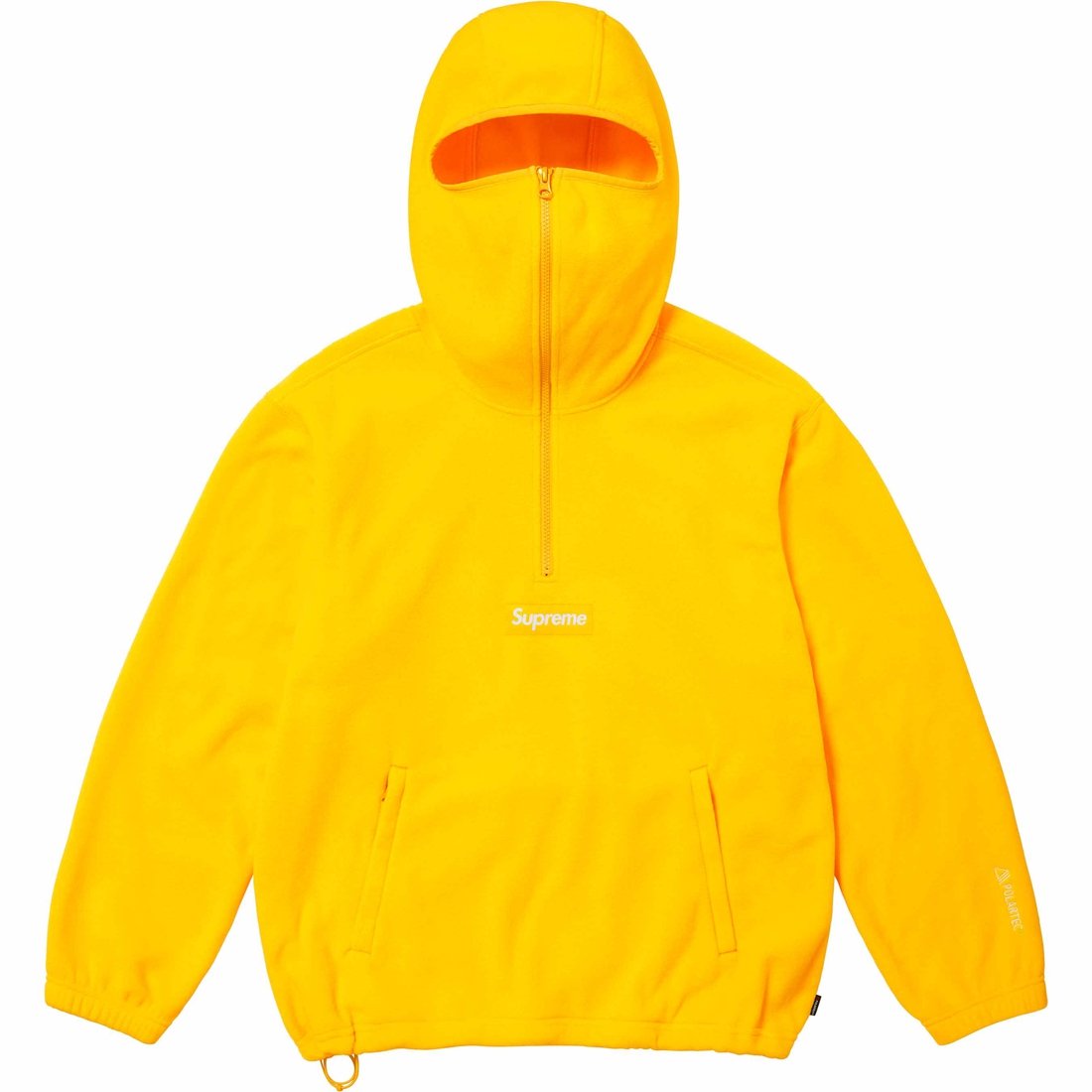 Details on Polartec Facemask Half Zip Hooded Sweatshirt Yellow from fall winter
                                                    2023 (Price is $148)