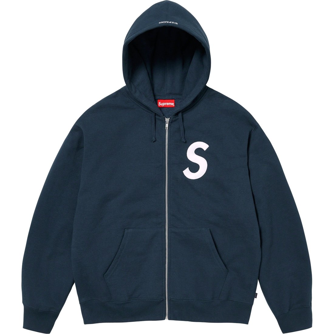 Details on S Logo Zip Up Hooded Sweatshirt Navy from fall winter
                                                    2023 (Price is $168)