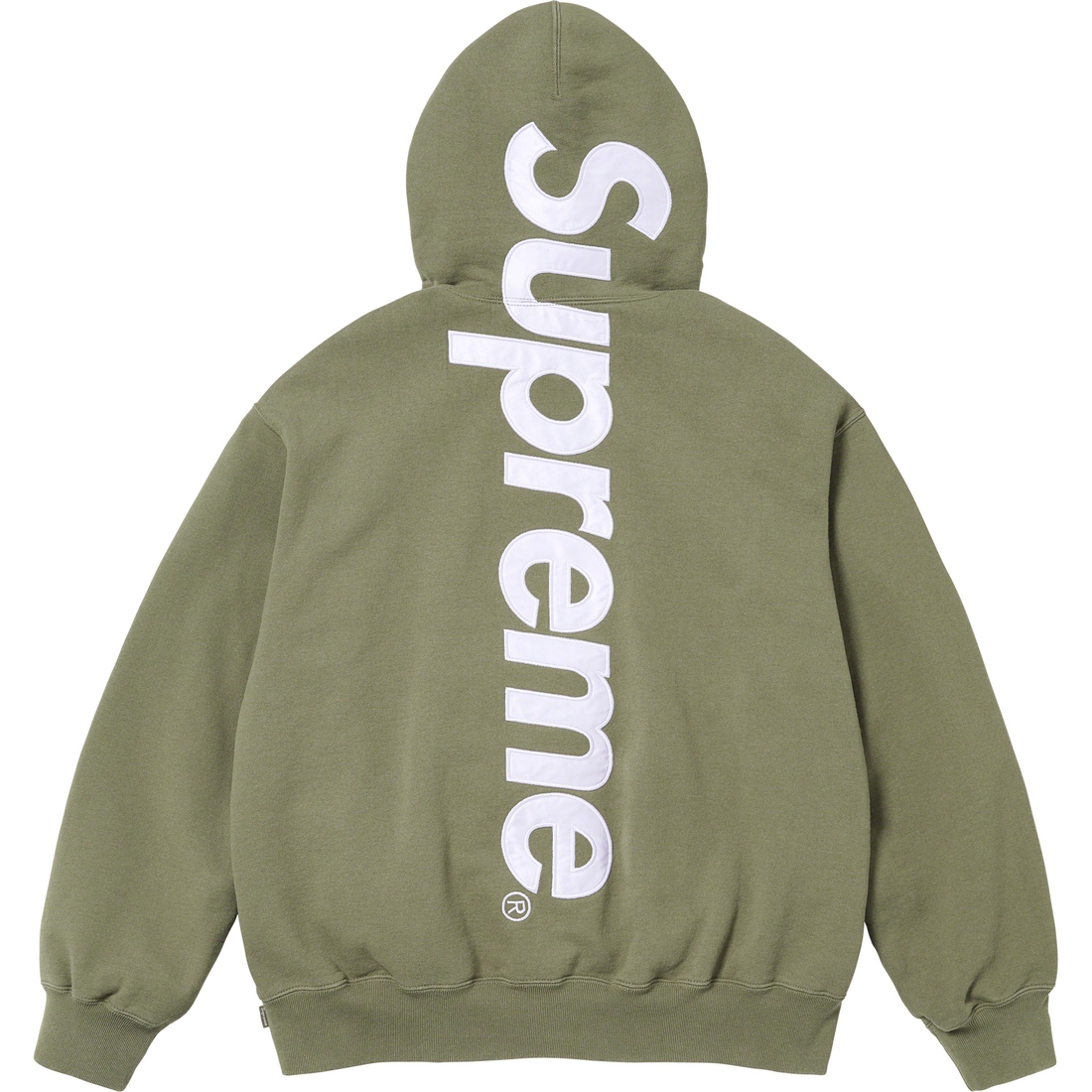 Details on Satin Appliqué Hooded Sweatshirt Light Olive from fall winter
                                                    2023 (Price is $158)