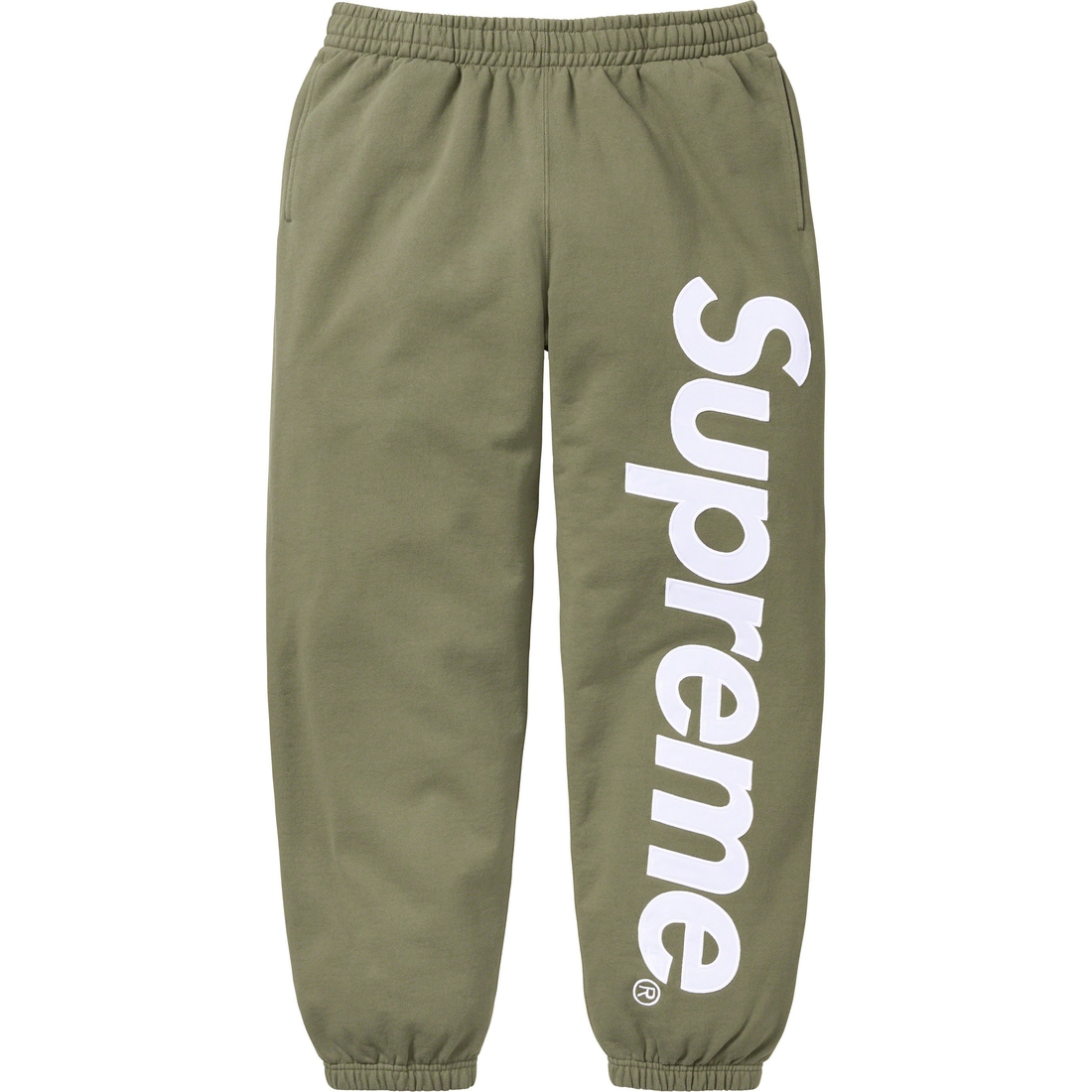 Details on Satin Appliqué Sweatpant Light Olive from fall winter
                                                    2023 (Price is $148)