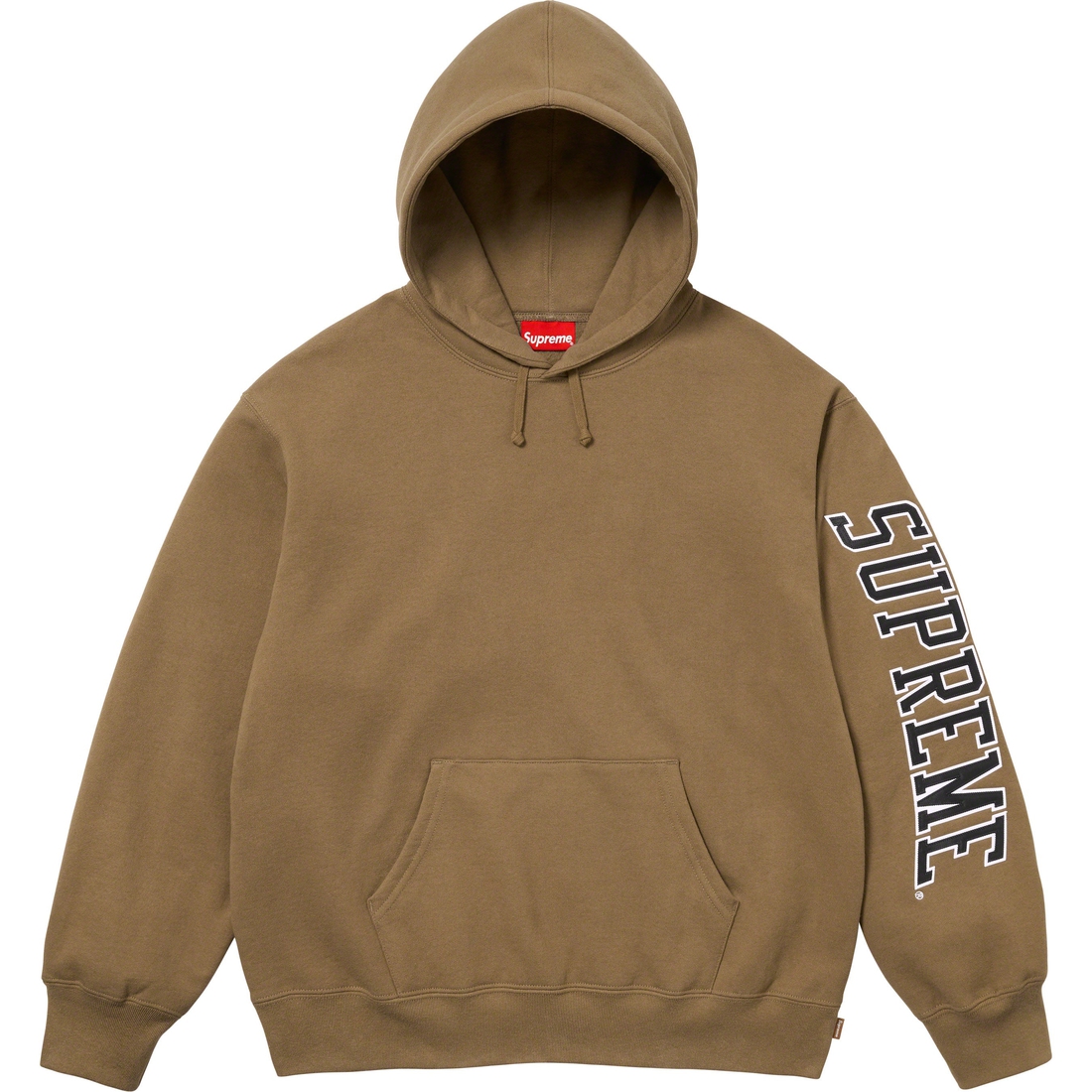 Details on Sleeve Arc Hooded Sweatshirt Dark Khaki from fall winter
                                                    2023 (Price is $158)