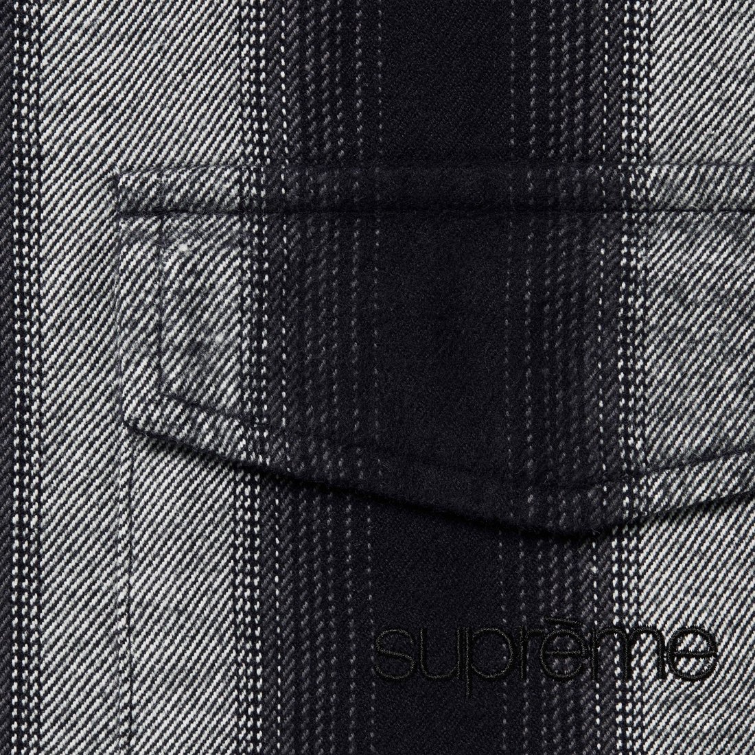 Details on Stripe Flannel Zip Up Shirt Black from fall winter
                                                    2023 (Price is $138)