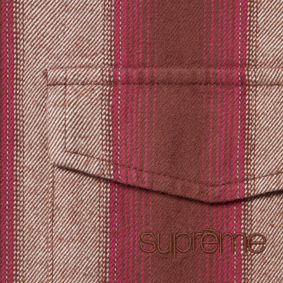 Details on Stripe Flannel Zip Up Shirt Brown from fall winter
                                                    2023 (Price is $138)