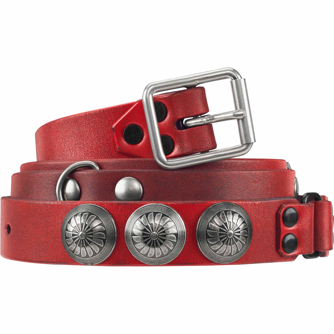 Details on Supreme blackmeans Concho Leather Belt Red from fall winter
                                                    2023 (Price is $228)