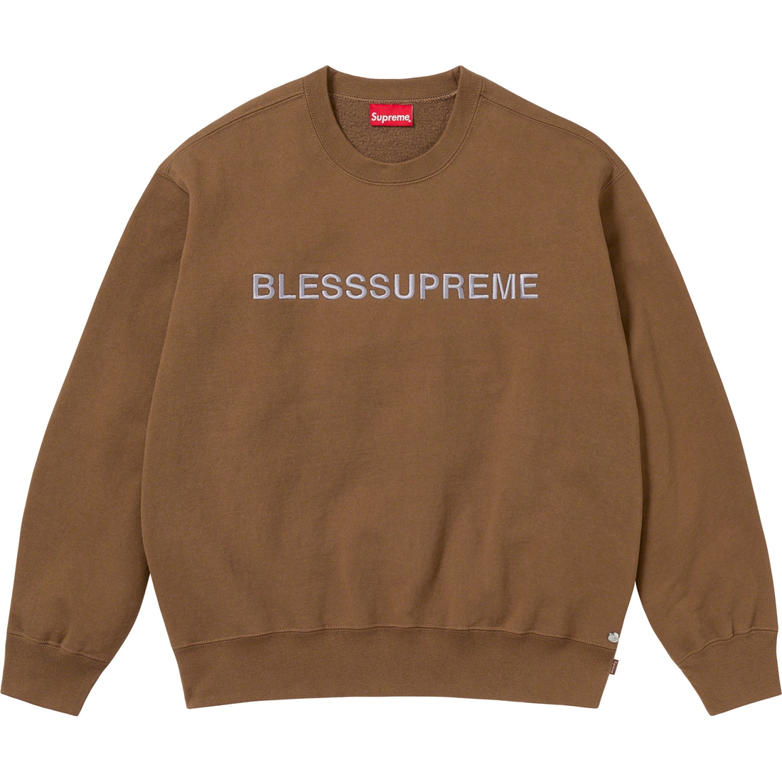 Details on Supreme BLESS Crewneck Olive Brown from fall winter
                                                    2023 (Price is $158)