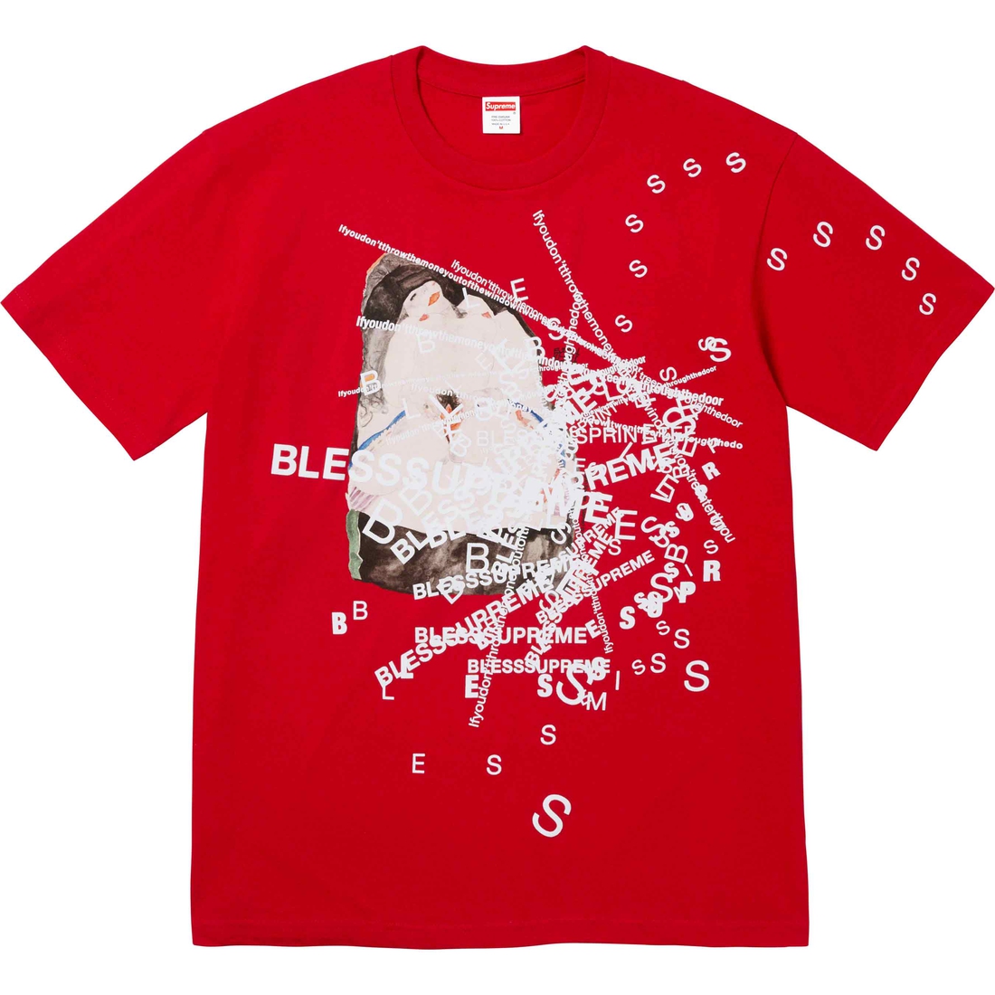 Details on Supreme BLESS Observed in a Dream Tee Red from fall winter
                                                    2023 (Price is $54)