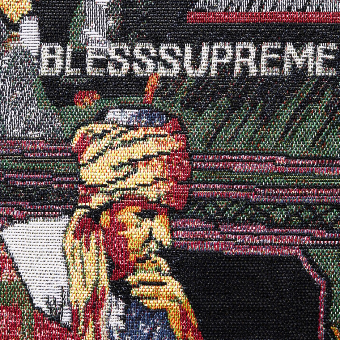 Details on Supreme BLESS Tapestry Down Puffer Jacket Multicolor from fall winter
                                                    2023 (Price is $698)