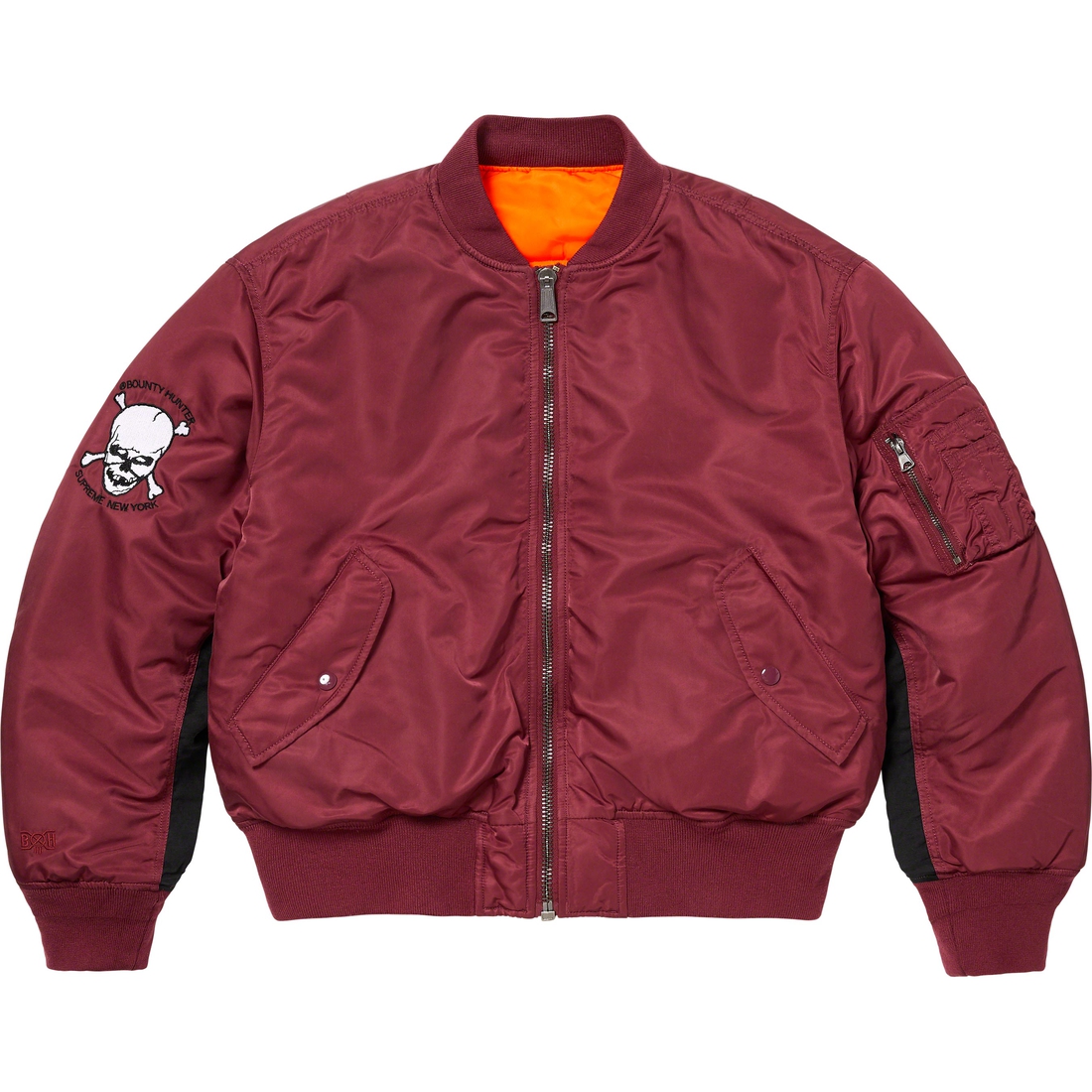 Details on Supreme Bounty Hunter MA-1 Burgundy from fall winter
                                                    2023 (Price is $368)