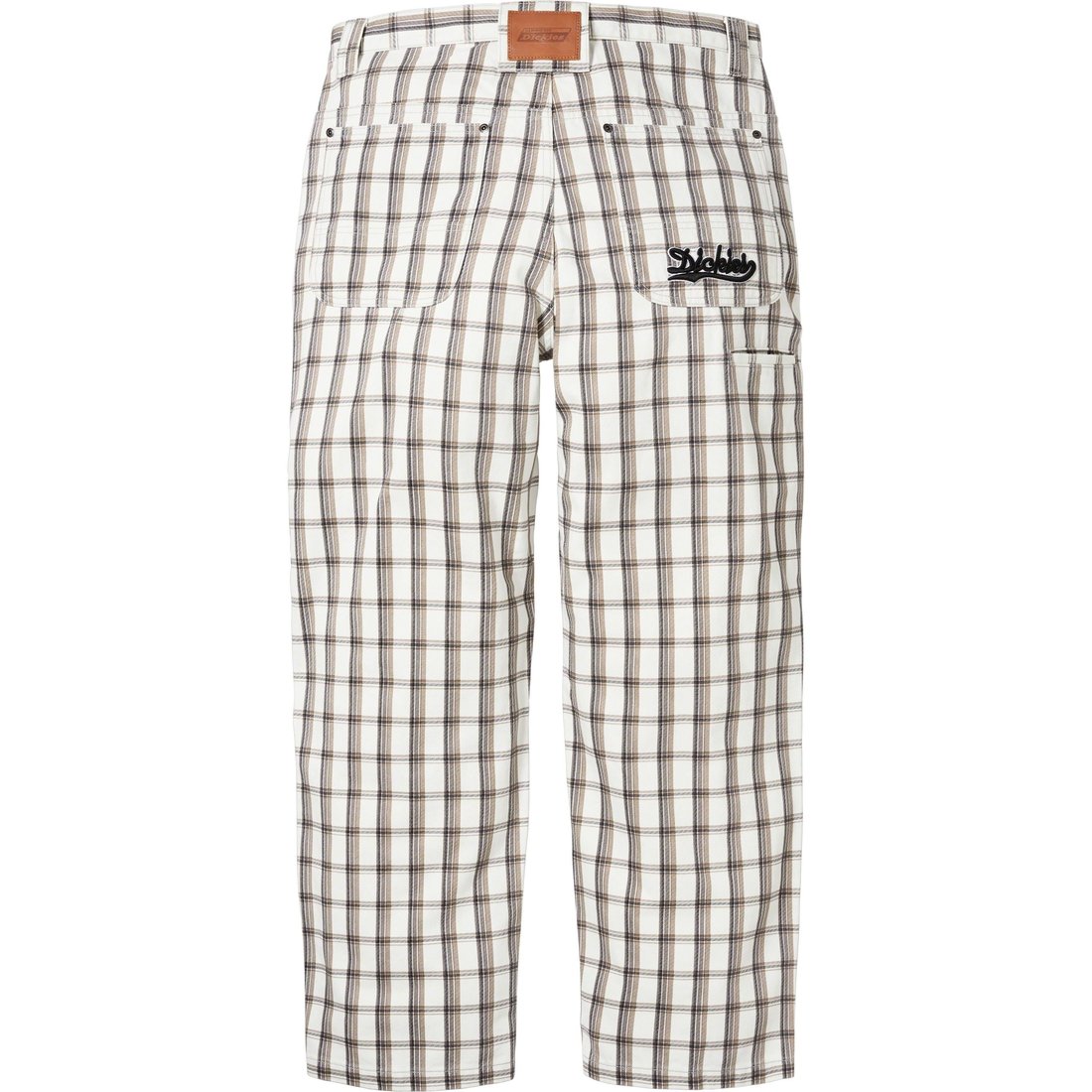 Details on Supreme Dickies Double Knee Baggy Jean White Plaid from fall winter
                                                    2023 (Price is $168)