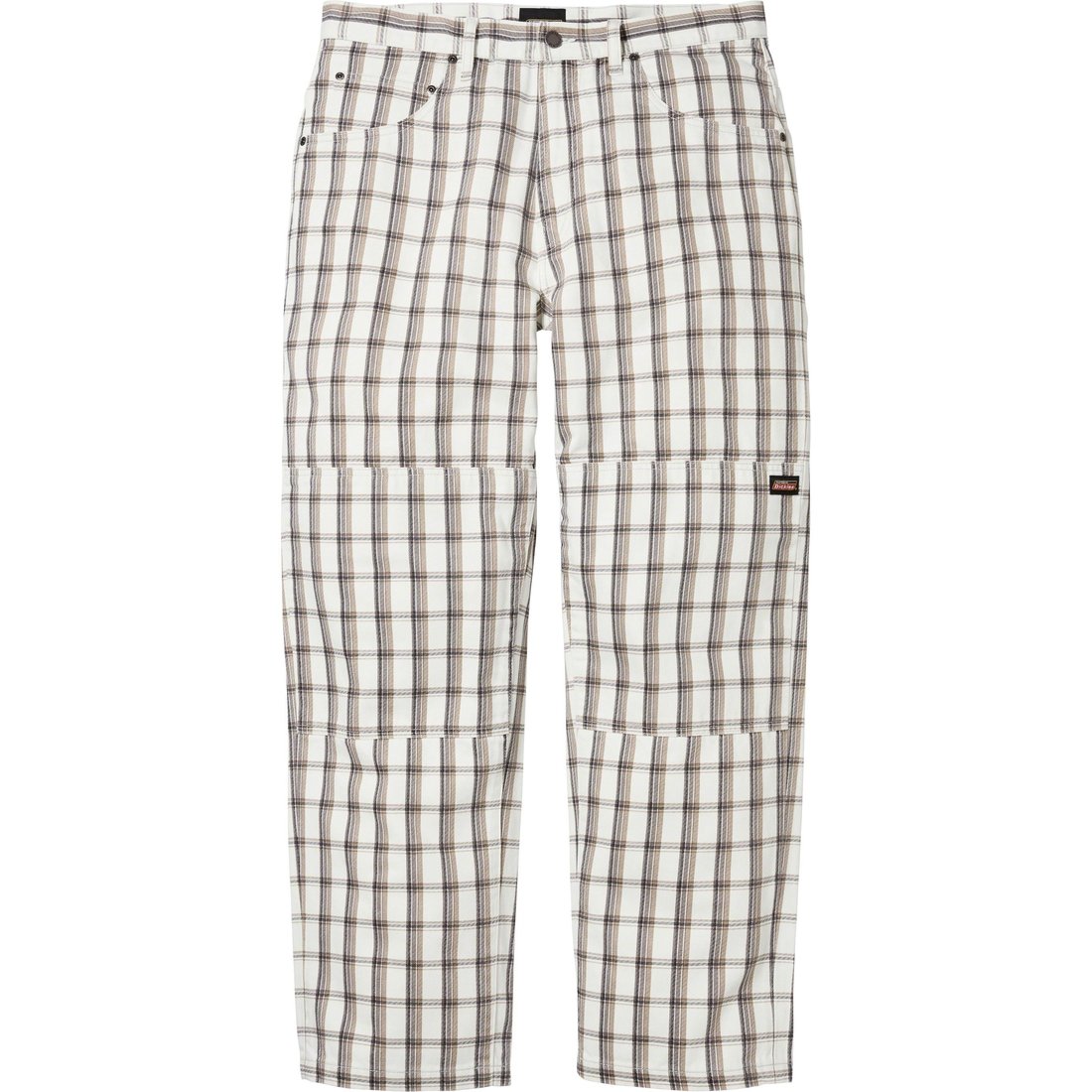 Details on Supreme Dickies Double Knee Baggy Jean White Plaid from fall winter
                                                    2023 (Price is $168)