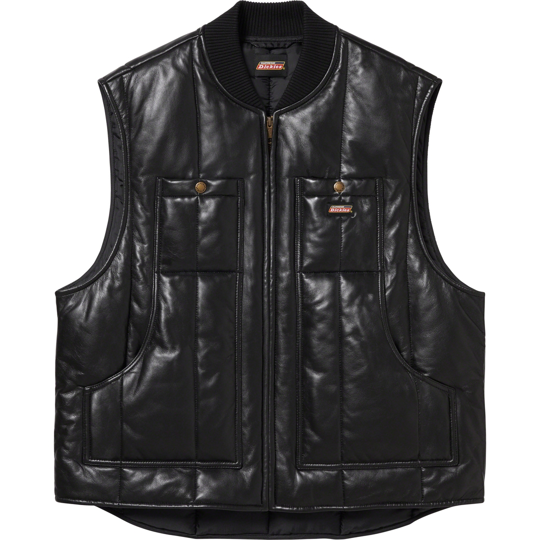 Details on Supreme Dickies Leather Work Vest Black from fall winter
                                                    2023 (Price is $298)