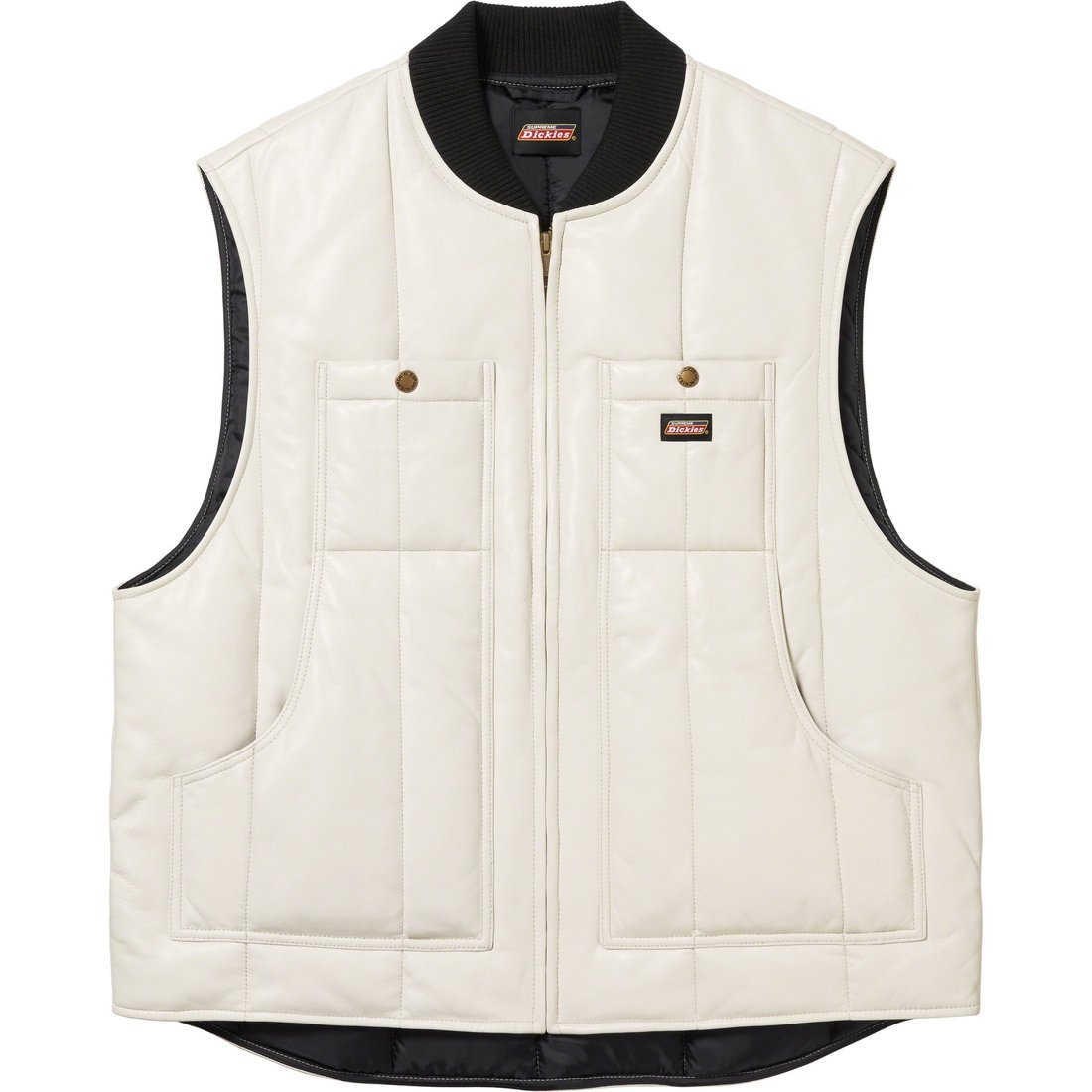 Details on Supreme Dickies Leather Work Vest White from fall winter
                                                    2023 (Price is $298)