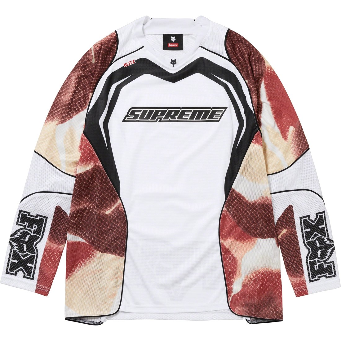 Details on Supreme Fox Racing Jersey White from fall winter
                                                    2023 (Price is $148)