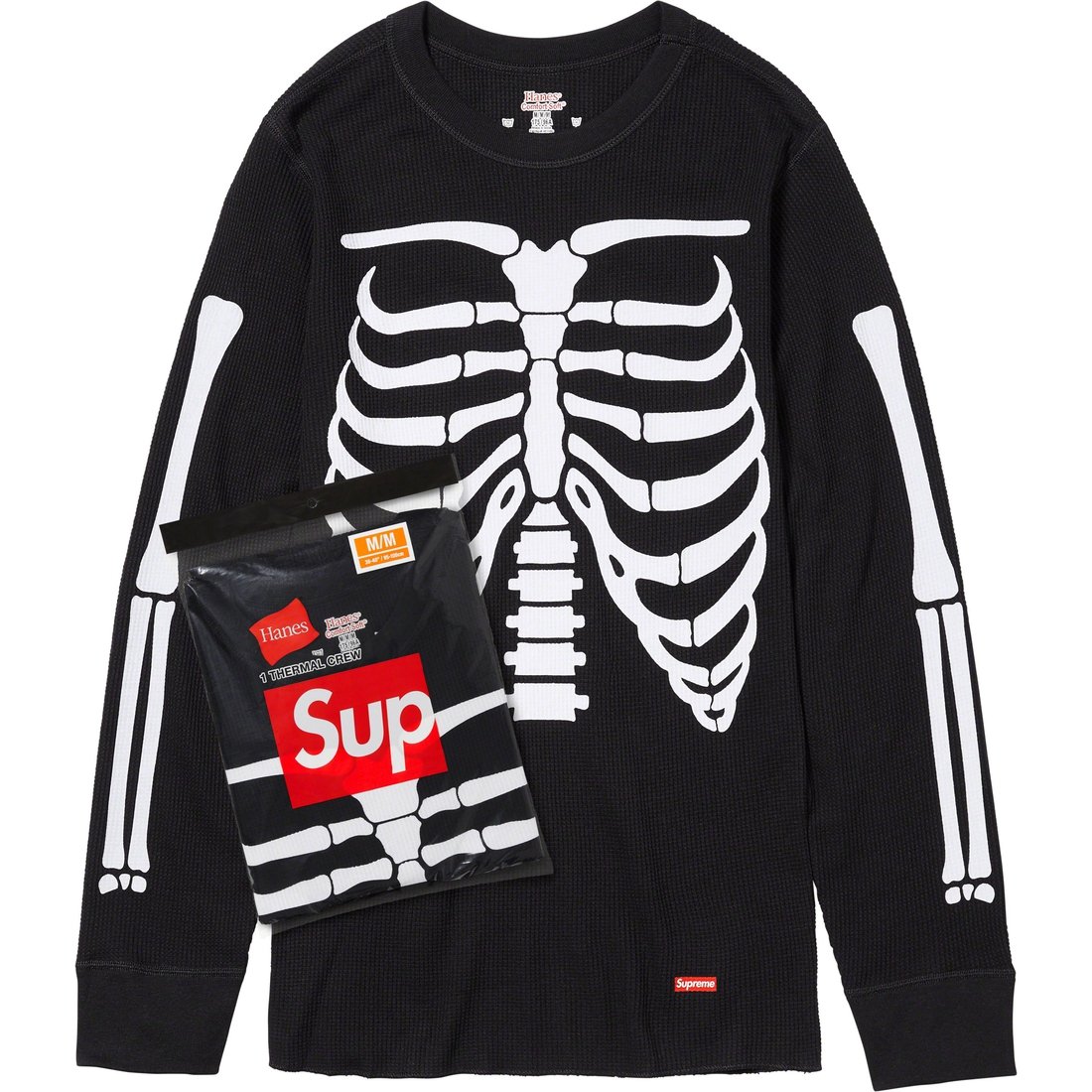 Details on Supreme Hanes Bones Thermal Crew (1 Pack) Black from fall winter
                                                    2023 (Price is $30)