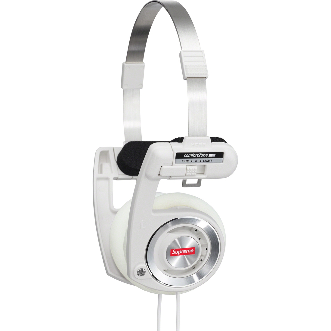 Details on Supreme Koss PortaPro Headphones White from fall winter
                                                    2023 (Price is $68)