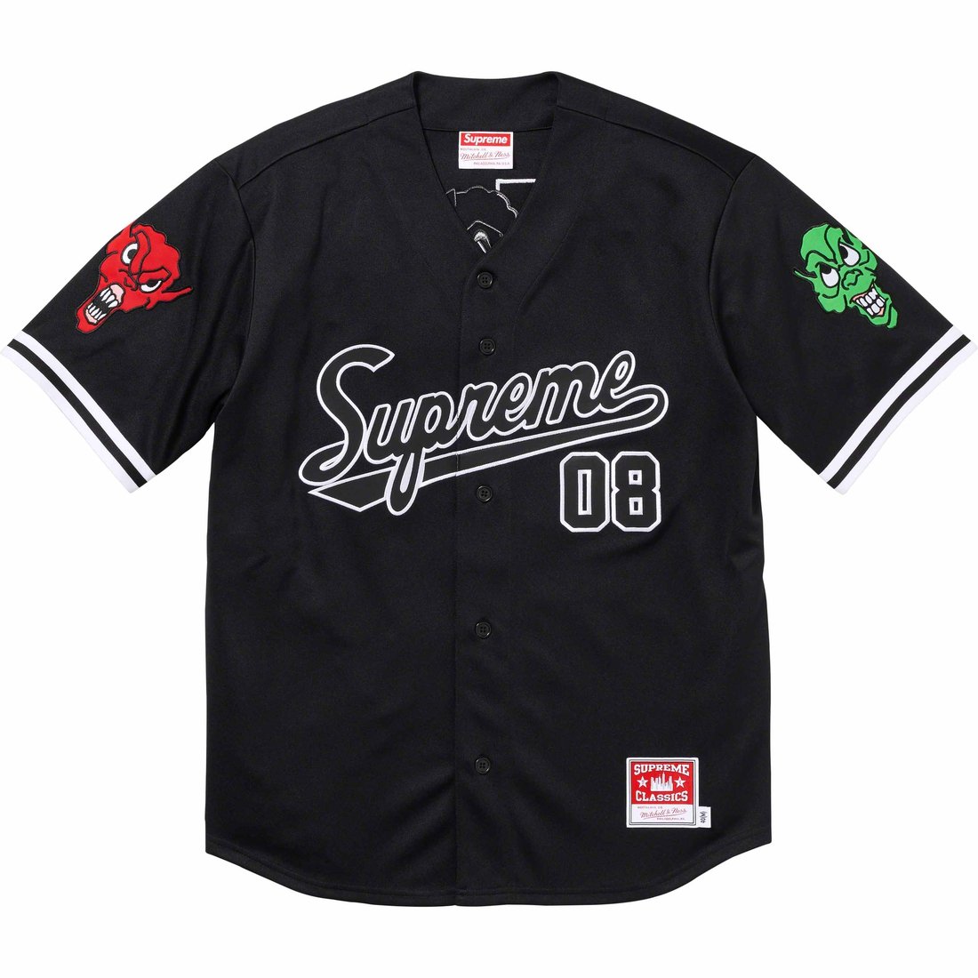 Details on Supreme Mitchell & Ness Downtown Hell Baseball Jersey Black from fall winter
                                                    2023 (Price is $188)