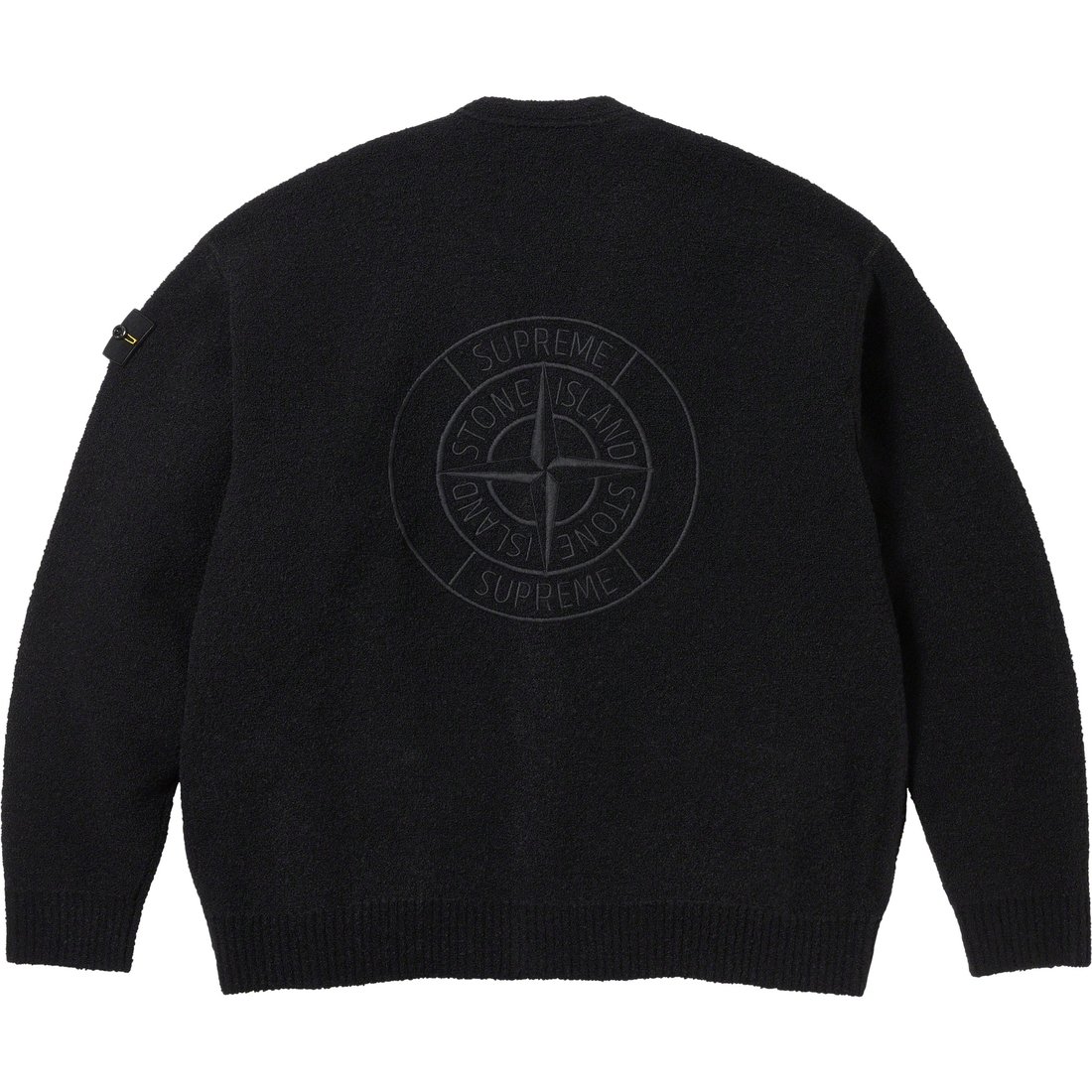 Details on Supreme Stone Island Bouclé Cardigan Black from fall winter
                                                    2023 (Price is $498)