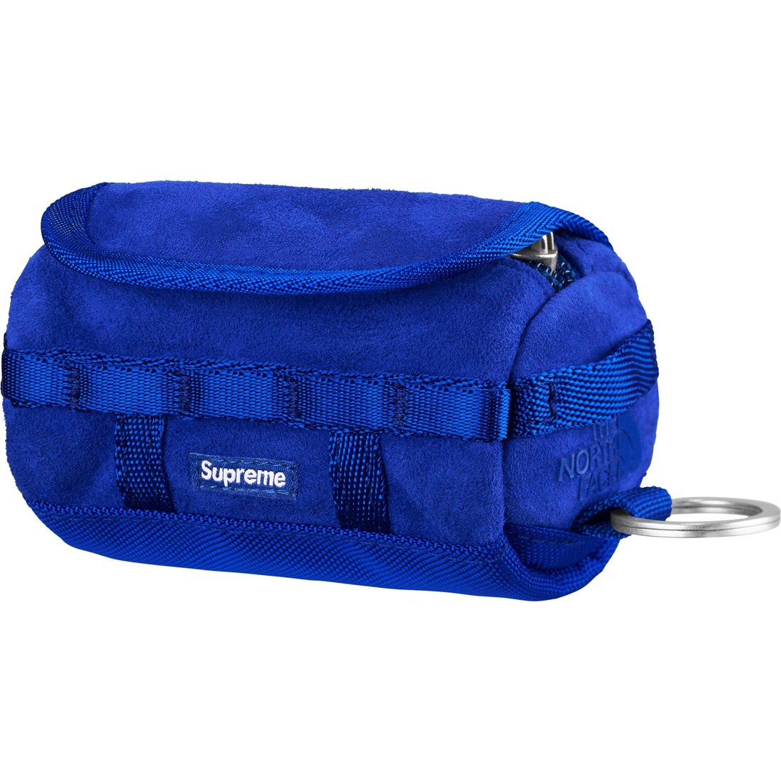 Details on Supreme The North Face Suede Base Camp Duffle Keychain Blue from fall winter
                                                    2023 (Price is $38)