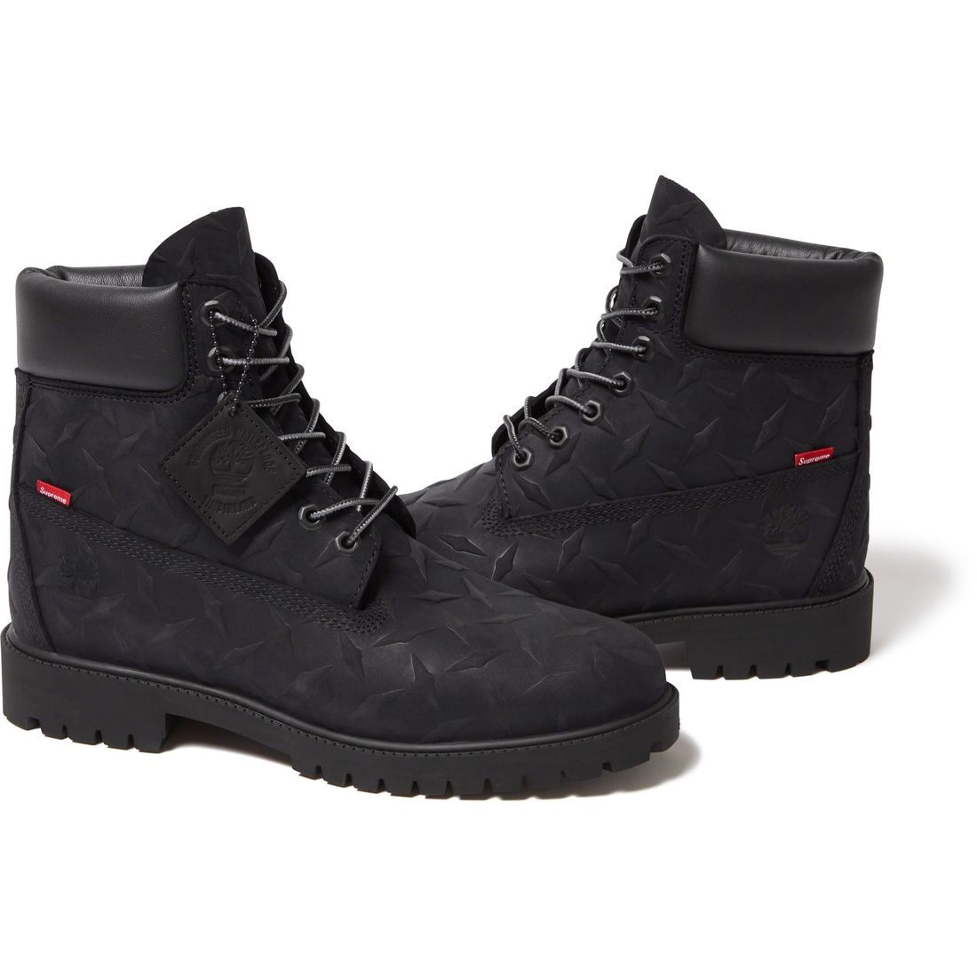 Details on Supreme Timberland Diamond Plate 6" Premium Waterproof Boot Black from fall winter
                                                    2023 (Price is $248)