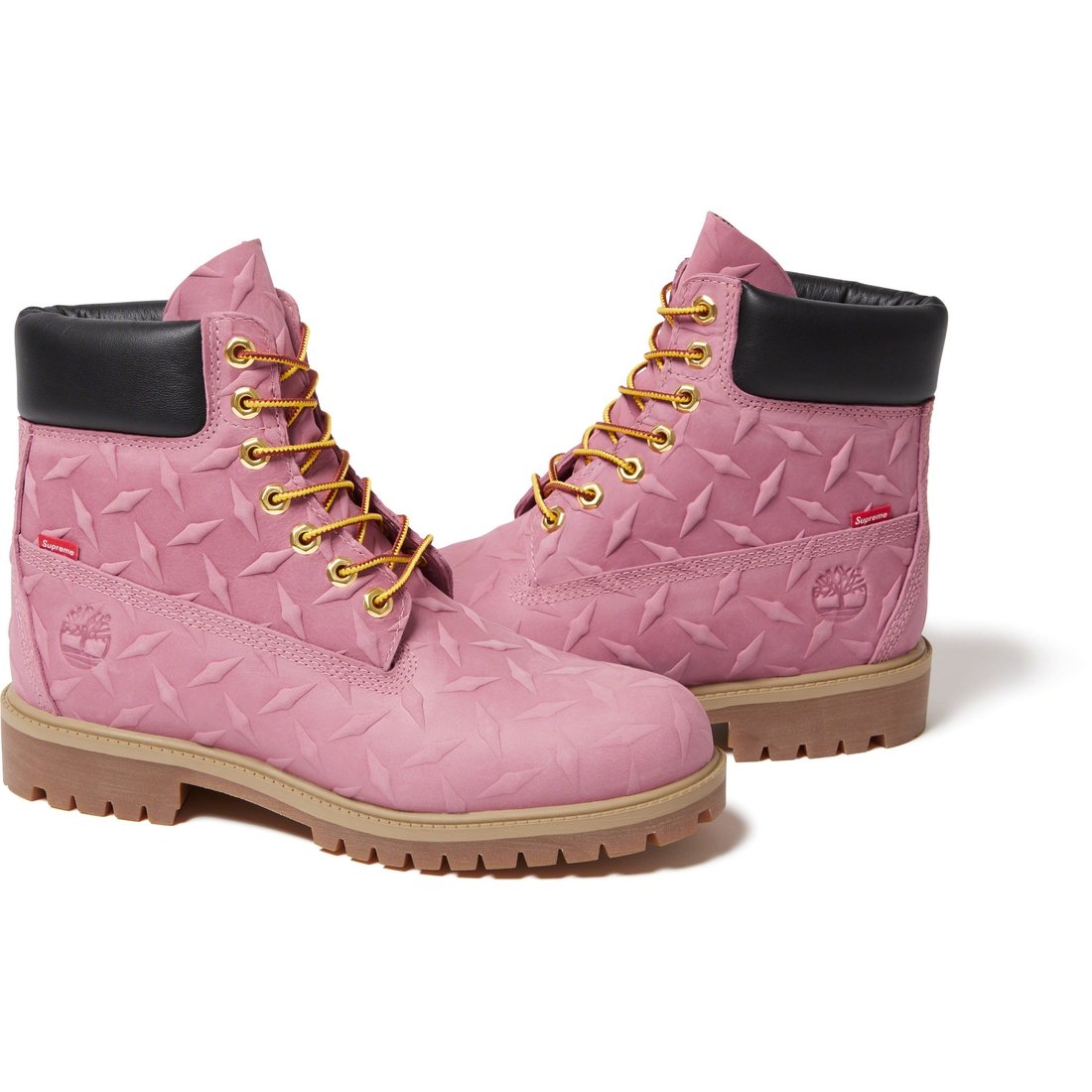 Details on Supreme Timberland Diamond Plate 6" Premium Waterproof Boot Pink from fall winter
                                                    2023 (Price is $248)