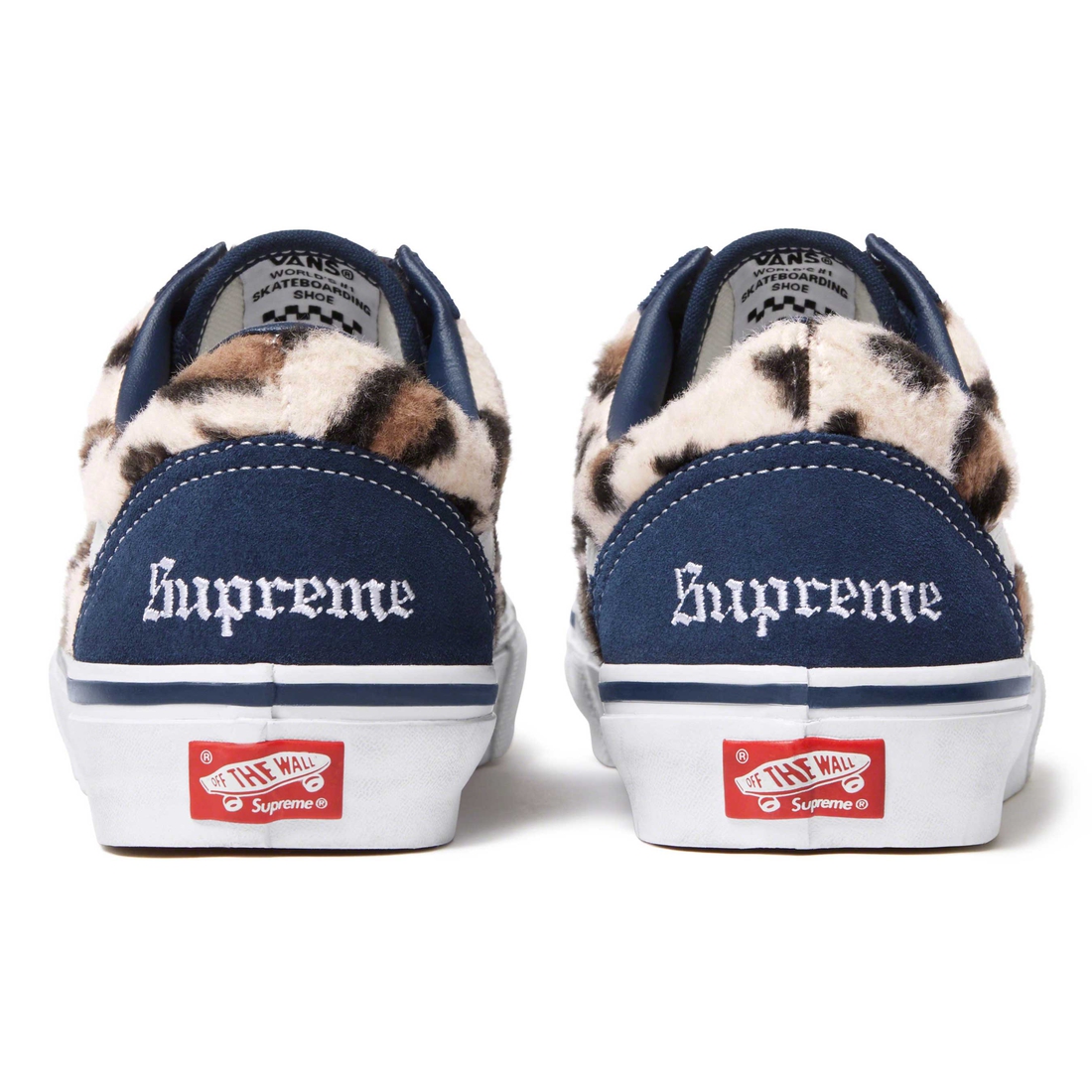 Details on Supreme Vans Leopard Old Skool Navy from fall winter
                                                    2023 (Price is $98)