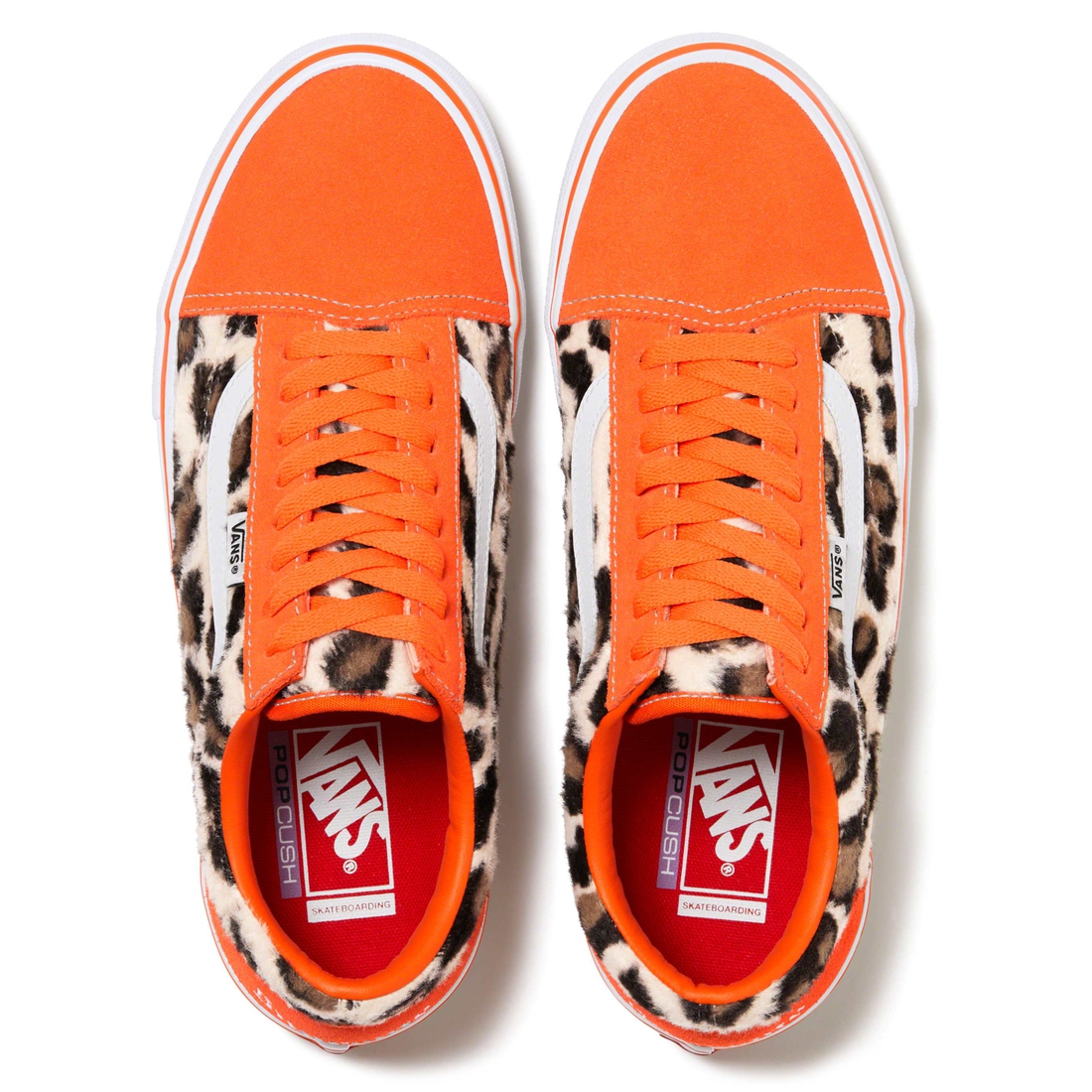 Details on Supreme Vans Leopard Old Skool Orange from fall winter
                                                    2023 (Price is $98)
