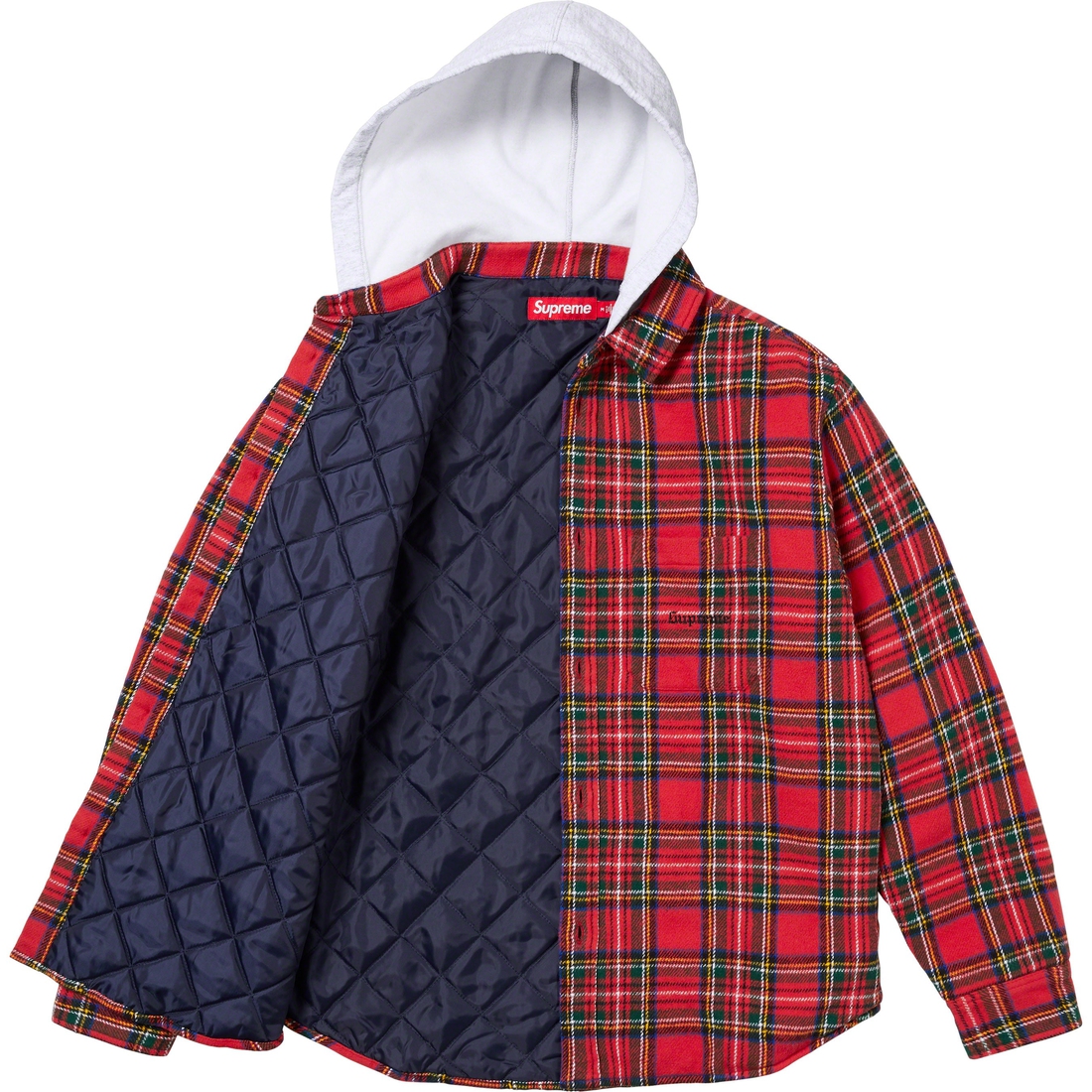 Details on Tartan Flannel Hooded Shirt Red from fall winter
                                                    2023 (Price is $148)