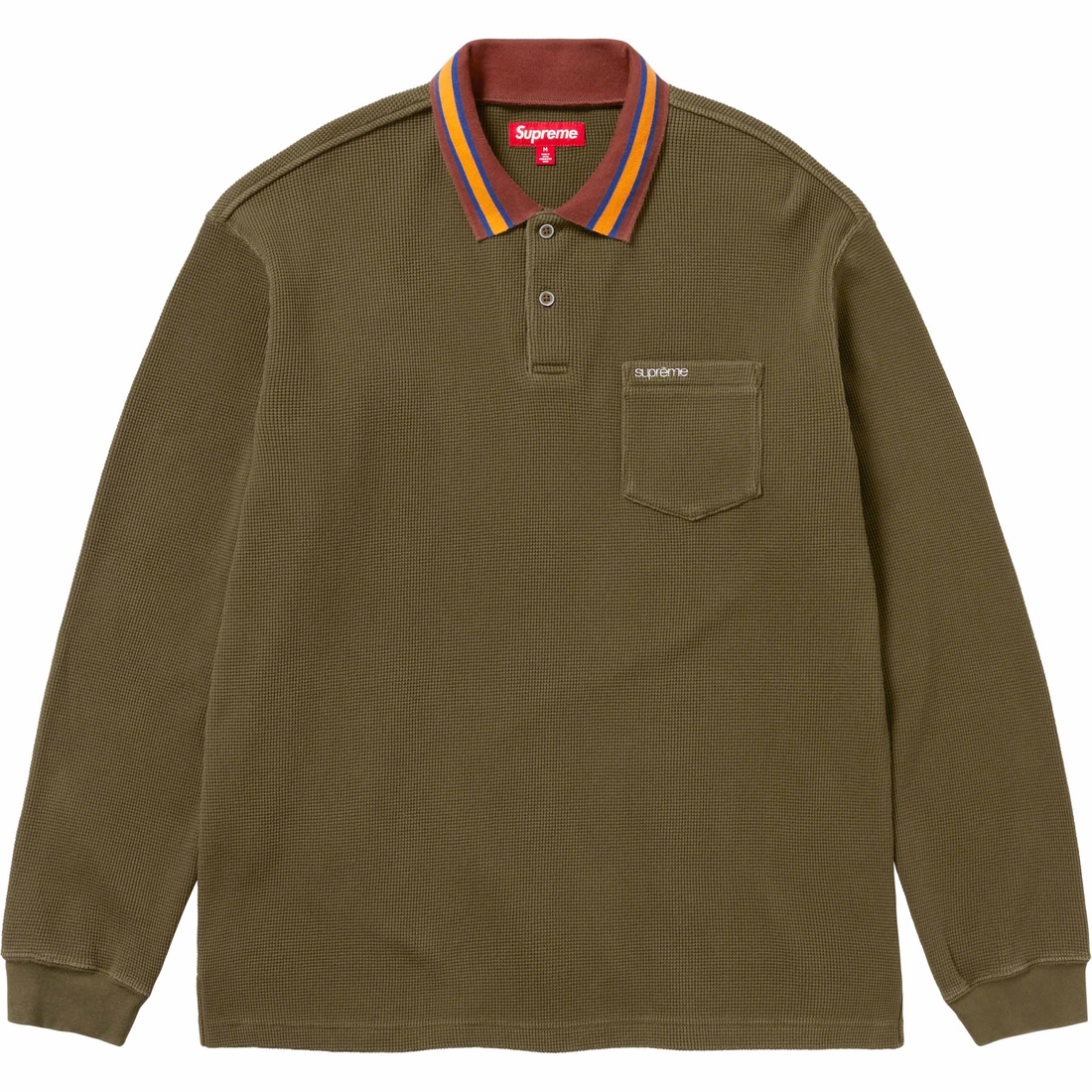 Details on Thermal L S Polo Olive from fall winter
                                                    2023 (Price is $110)