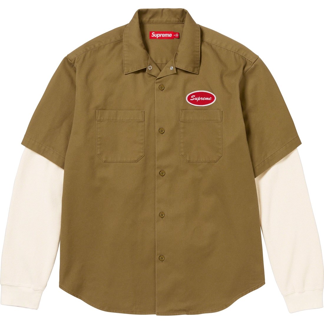 Details on Thermal Sleeve Work Shirt Olive from fall winter
                                                    2023 (Price is $138)