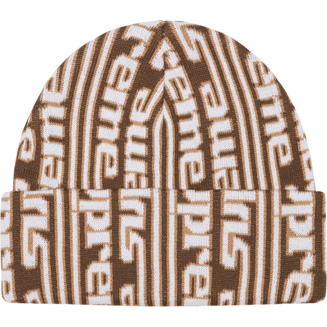 Details on Vertical Logo Beanie Tan from fall winter
                                                    2023 (Price is $40)