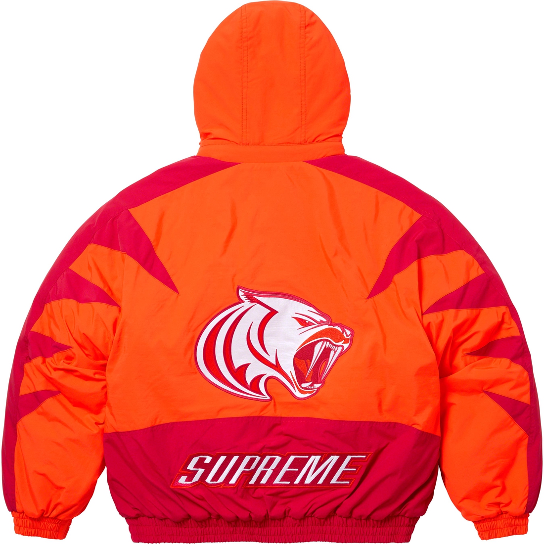 Details on Wildcat Sideline Puffer Jacket Orange from fall winter
                                                    2023 (Price is $248)