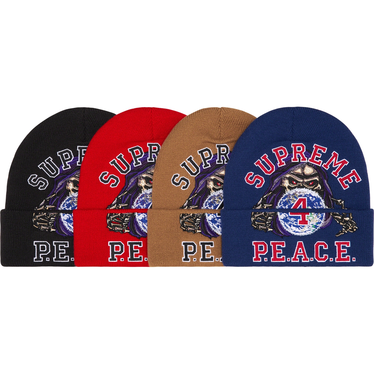 Supreme Peace Embroidered Beanie for fall winter 23 season