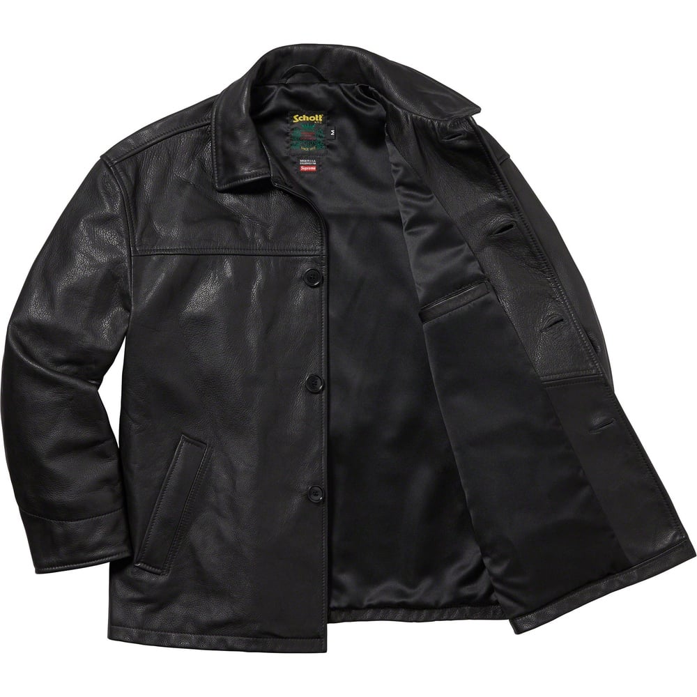 Details on Supreme Schott Leather Car Coat  from fall winter
                                                    2023 (Price is $898)