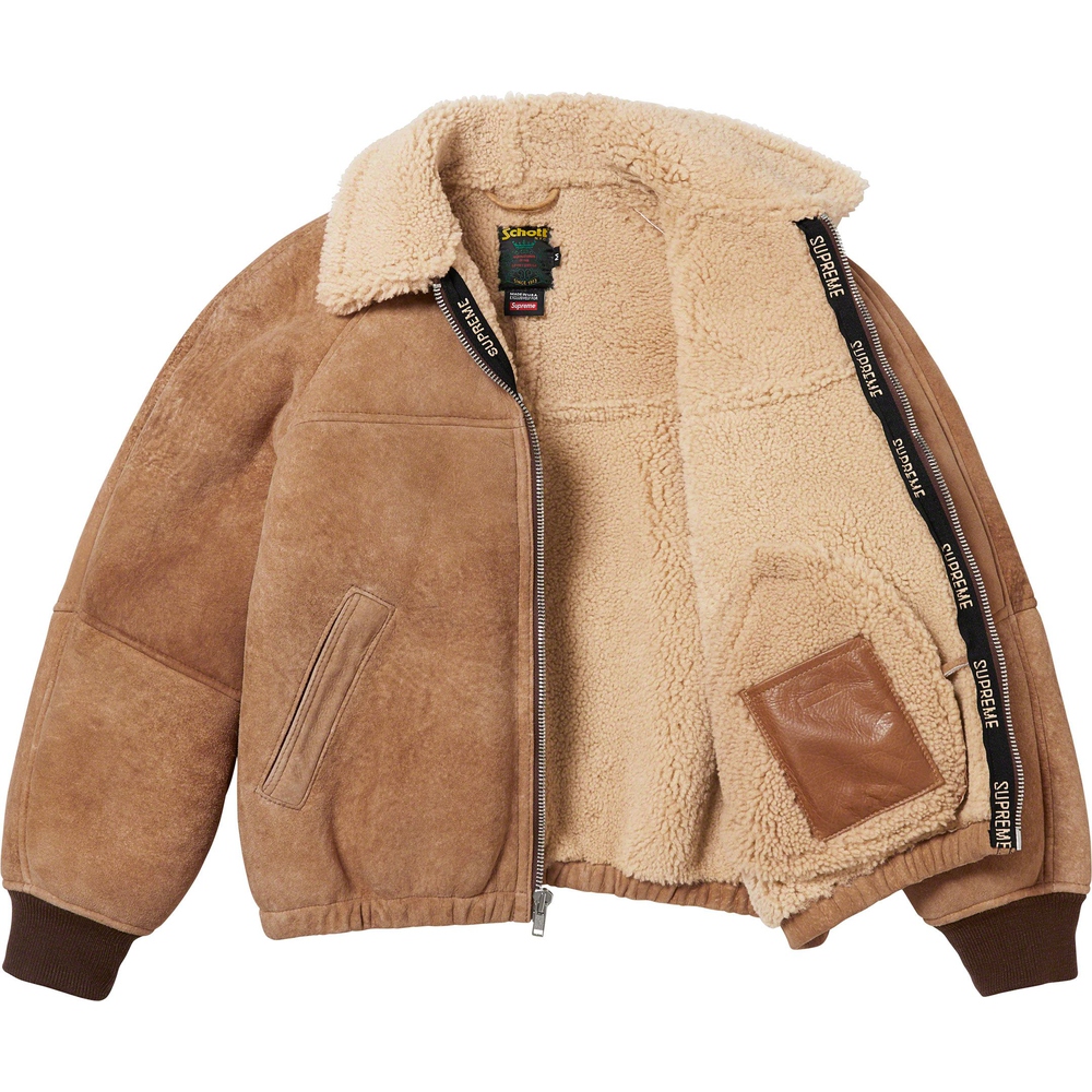 Details on Supreme Schott Shearling Bomber Jacket  from fall winter
                                                    2023 (Price is $1498)