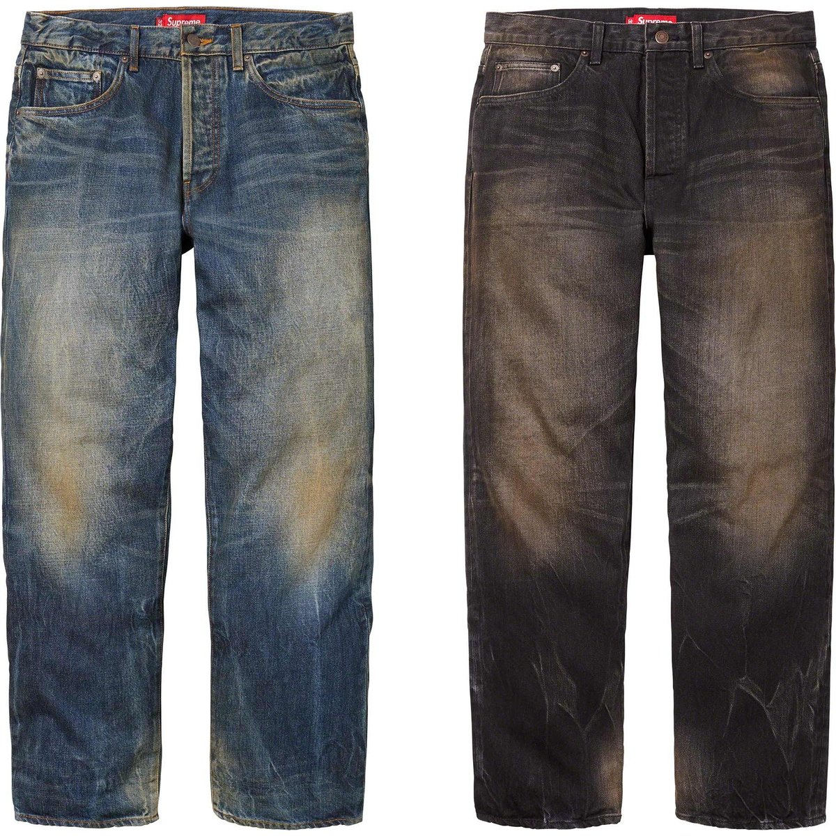 Details on Distressed Loose Fit Selvedge Jean from fall winter
                                            2023 (Price is $288)