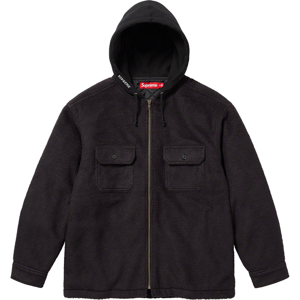 Details on Fleece Zip Up Hooded Shirt  from fall winter
                                                    2023 (Price is $158)