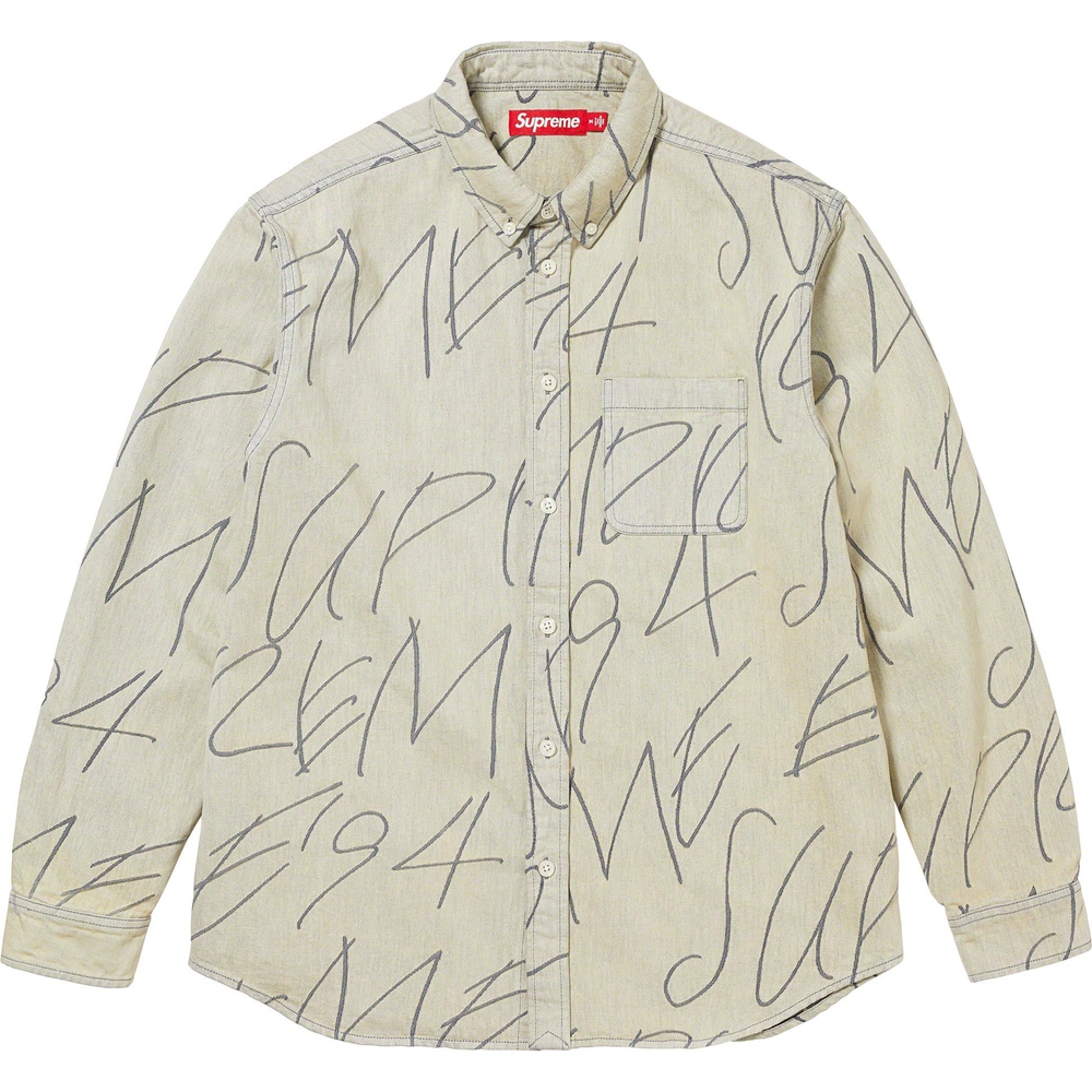 Details on Handwriting Jacquard Denim Shirt  from fall winter
                                                    2023 (Price is $148)