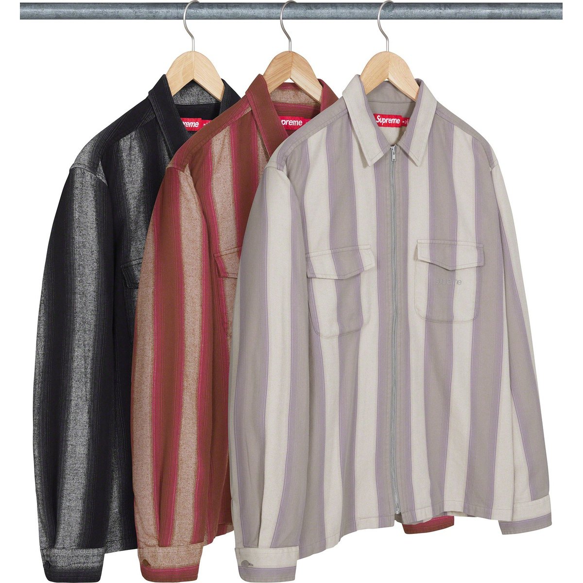 Supreme Stripe Flannel Zip Up Shirt for fall winter 23 season