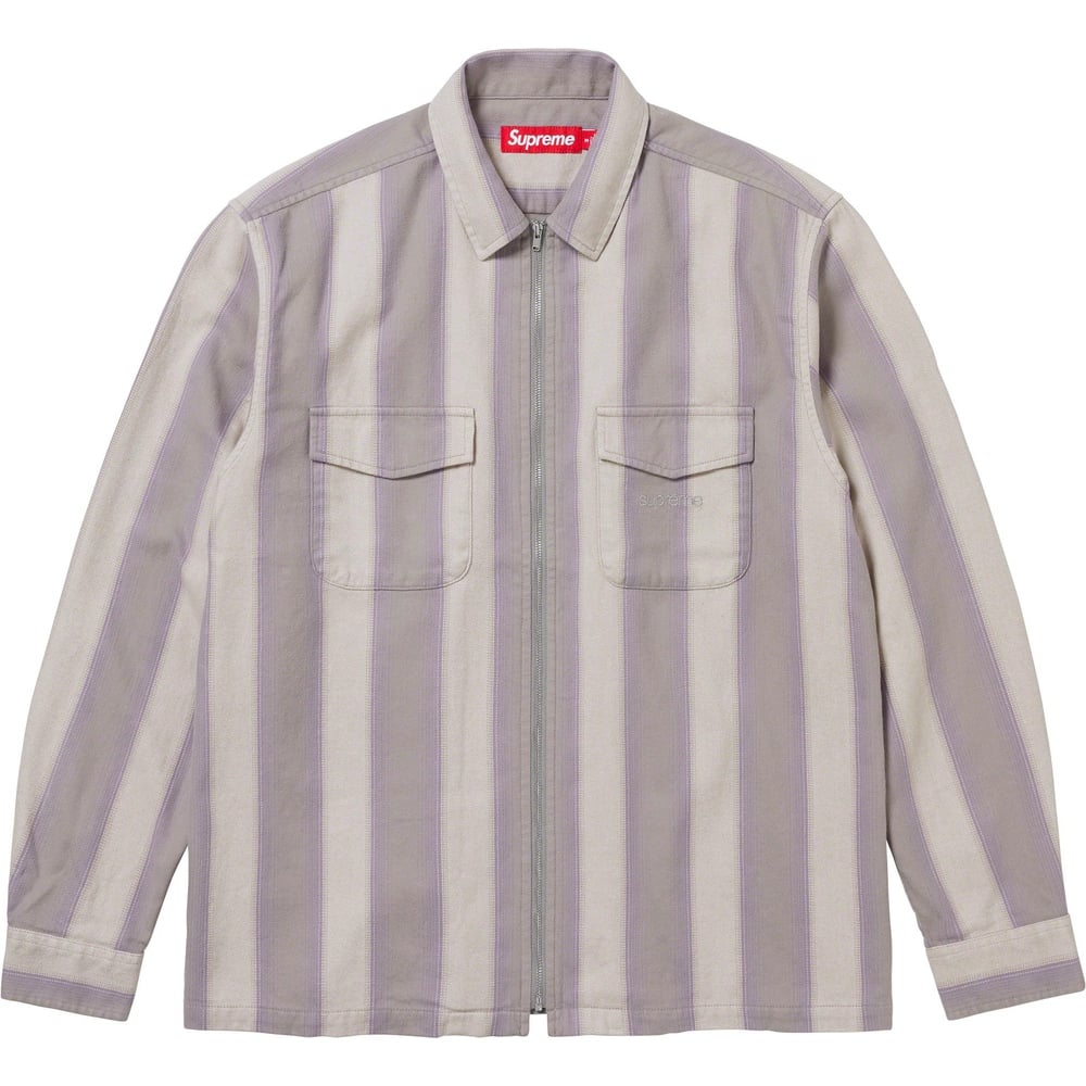 Details on Stripe Flannel Zip Up Shirt  from fall winter
                                                    2023 (Price is $138)