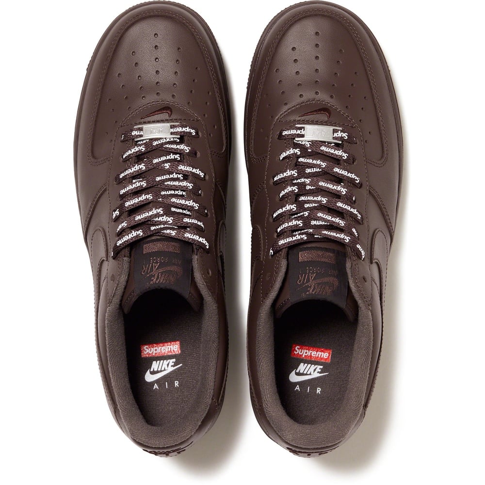 Details on Supreme Nike Air Force 1 Low Brown  from fall winter
                                                    2023 (Price is $124)