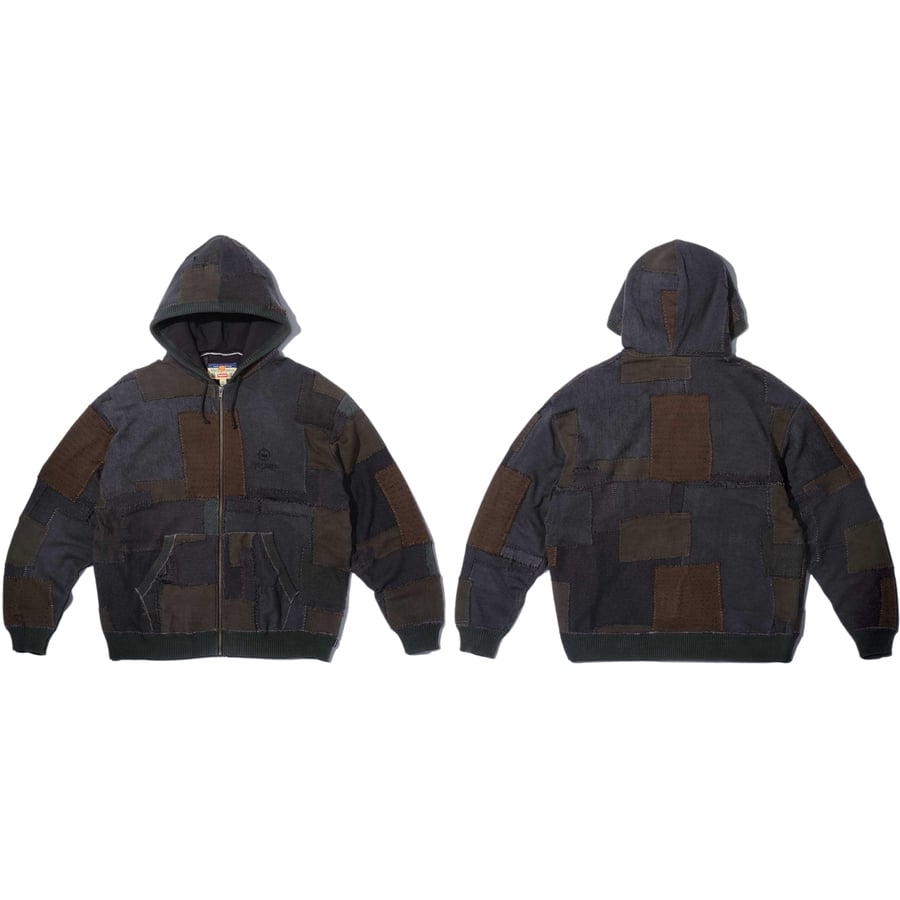 Details on Supreme blackmeans Patchwork Zip Up Hooded Sweater from fall winter
                                            2023 (Price is $498)