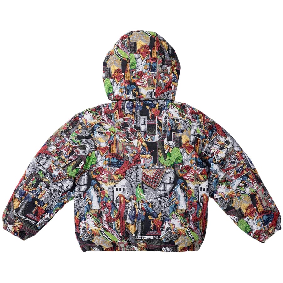Details on Supreme BLESS Tapestry Down Puffer Jacket  from fall winter
                                                    2023 (Price is $698)