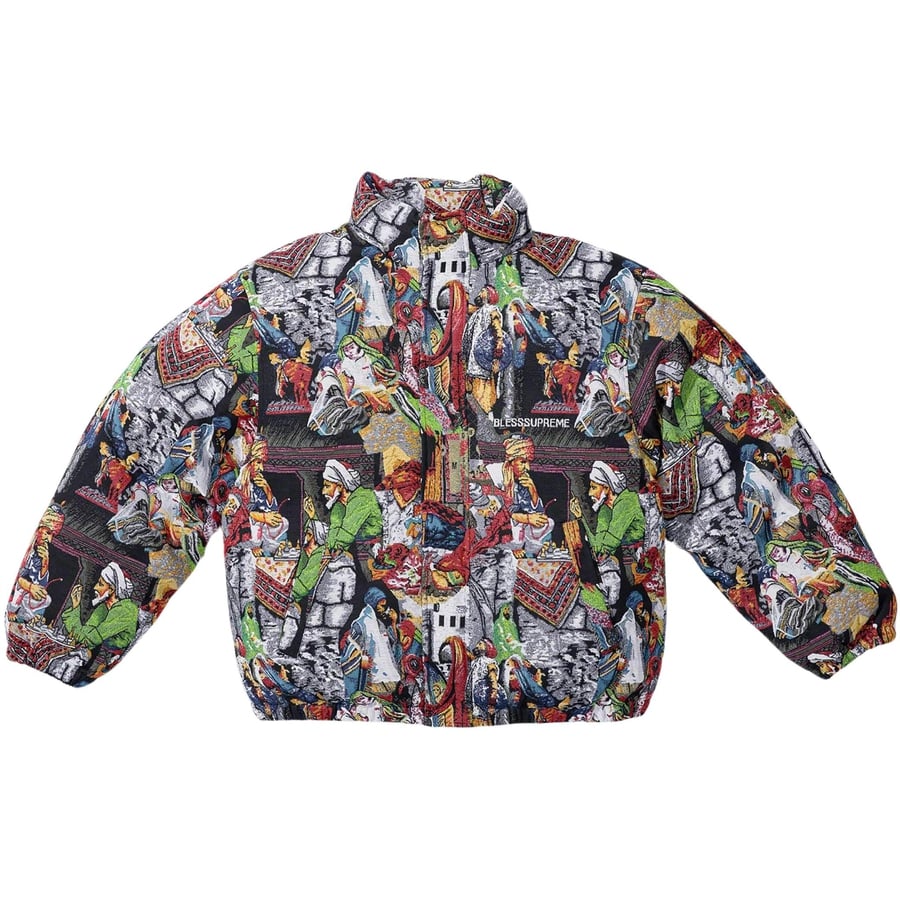 Supreme Supreme BLESS Tapestry Down Puffer Jacket releasing on Week 12 for fall winter 2023