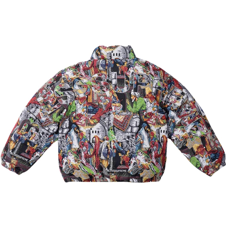 Details on Supreme BLESS Tapestry Down Puffer Jacket  from fall winter
                                                    2023 (Price is $698)
