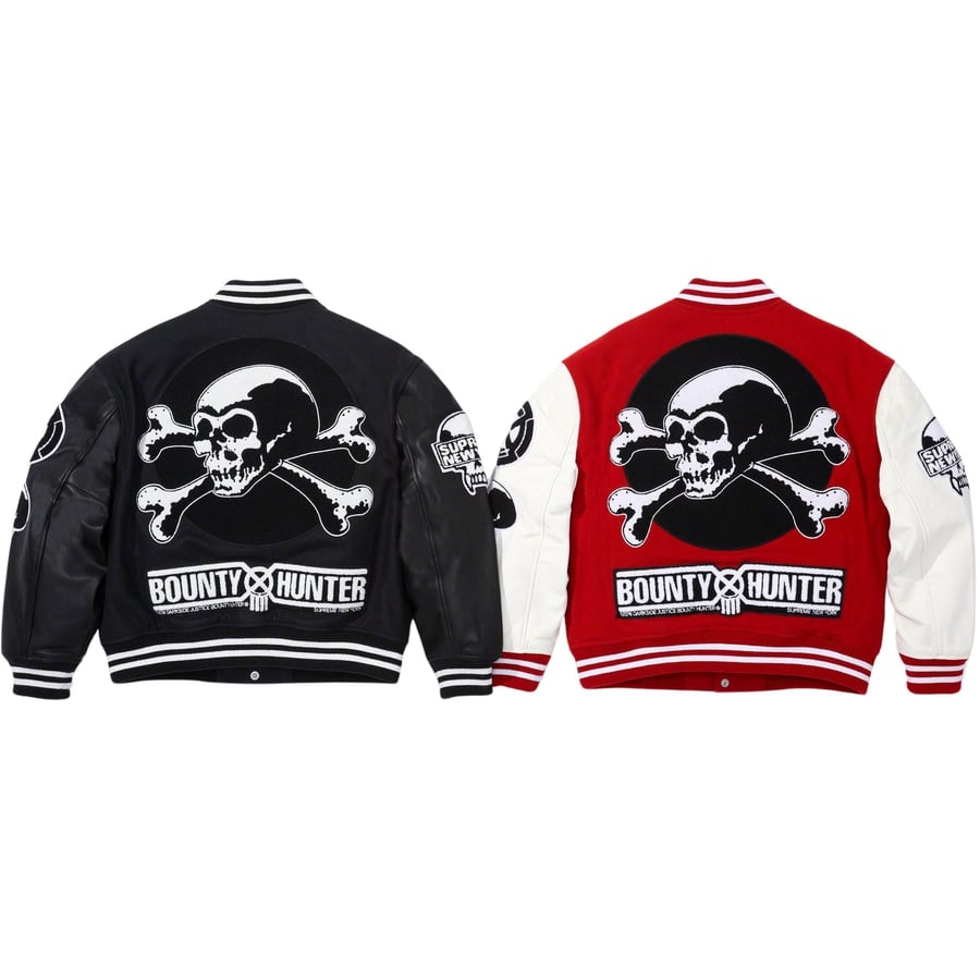 Details on Supreme Bounty Hunter Varsity Jacket  from fall winter
                                                    2023 (Price is $578)