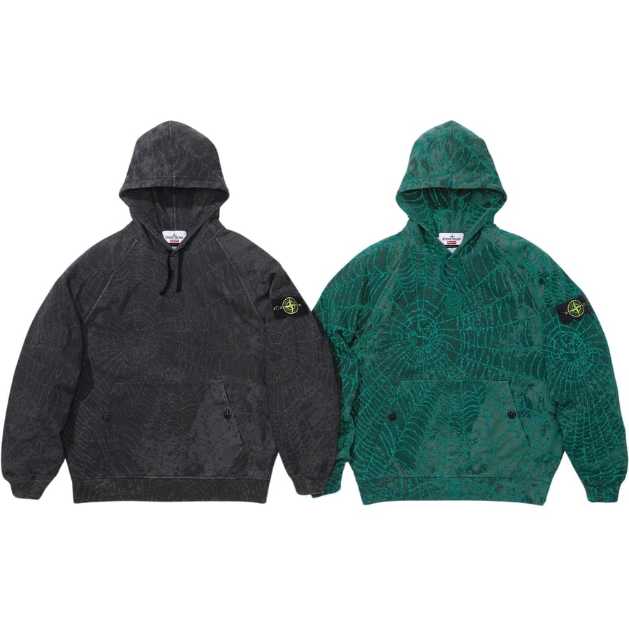 Details on Supreme Stone Island Hooded Sweatshirt from fall winter
                                            2023 (Price is $348)