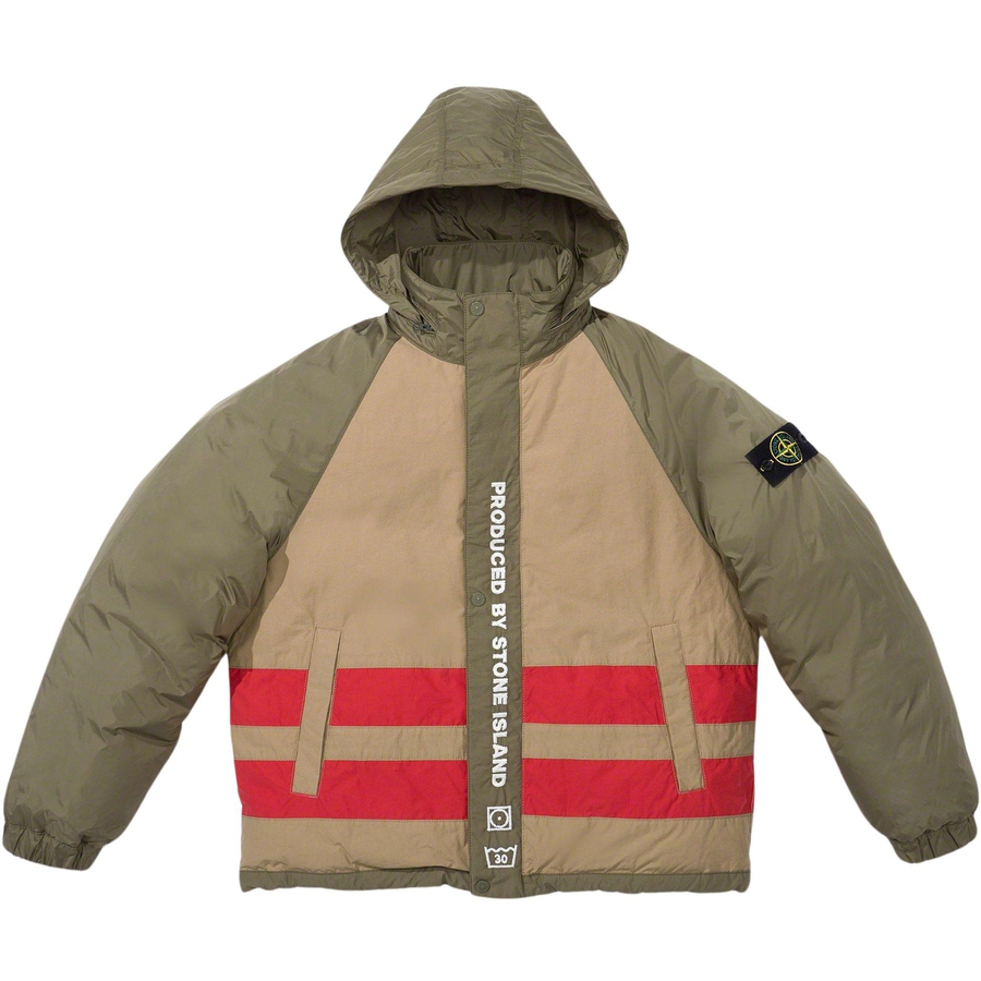 Details on Supreme Stone Island Reversible Down Puffer Jacket  from fall winter
                                                    2023 (Price is $998)